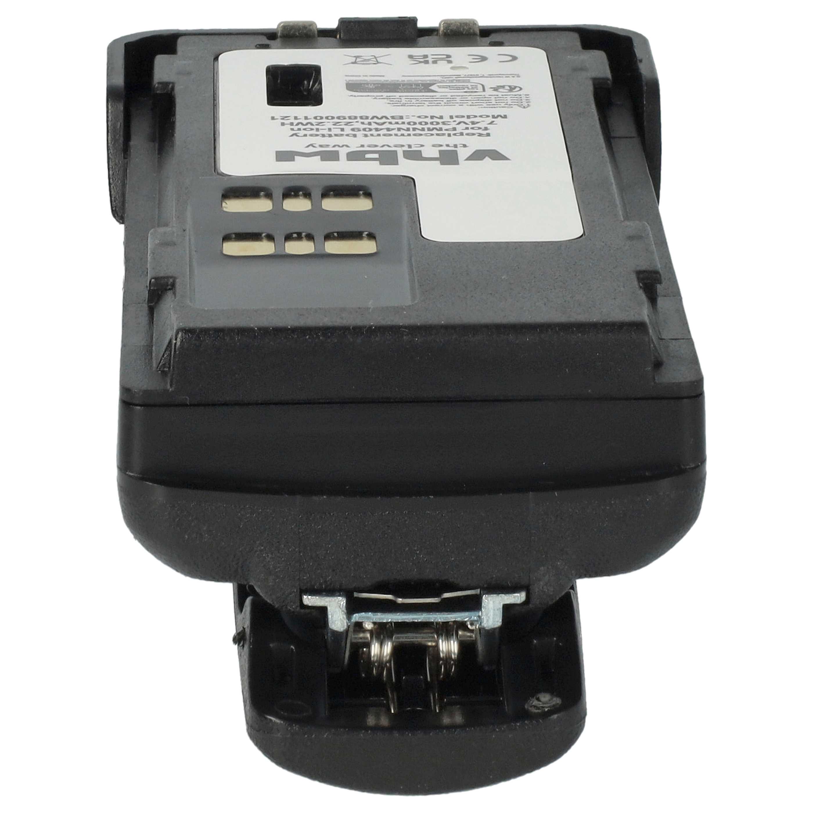 Radio 10x Battery replaces Motorola PMNN4406, PMNN4406BR, PMNN4409 - 3000 mAh 7.4 V Li-Ion + Belt Clip