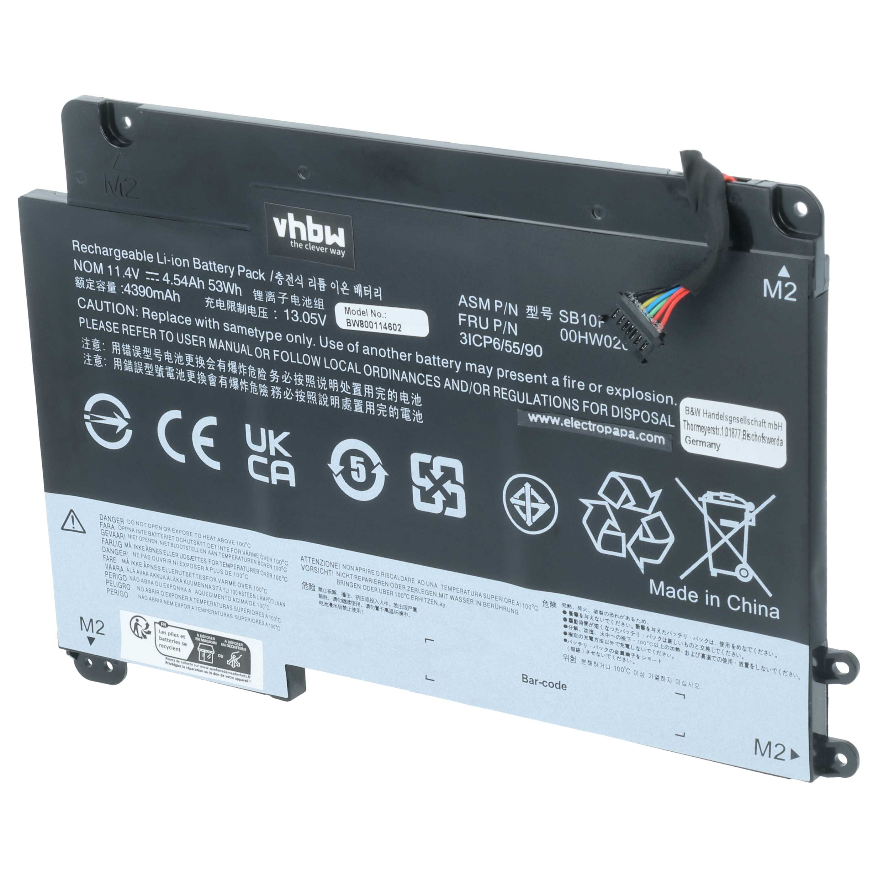 Akumulator do laptopa zamiennik Lenovo 00HW021, SB10F46458, 00HW020, SB10F46459 - 4200 mAh 11,4 V LiPo