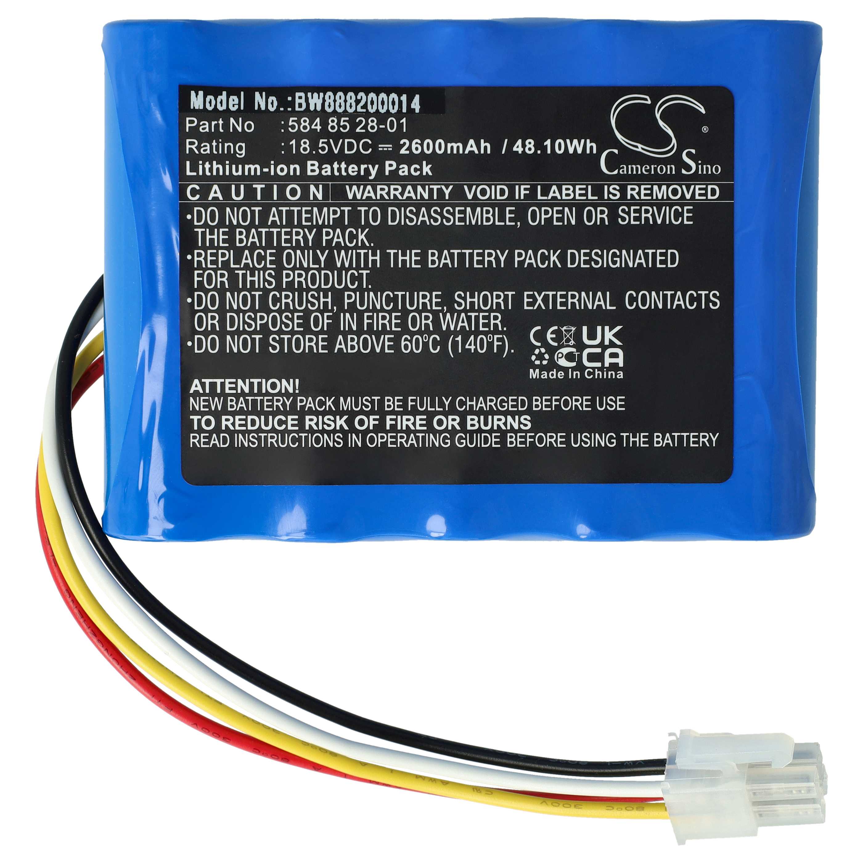 alimentatore, batteria 2600 mAh, cavo da 5 m per per Gardena sileno city, minimo, Husqvarna Automower 310, 105