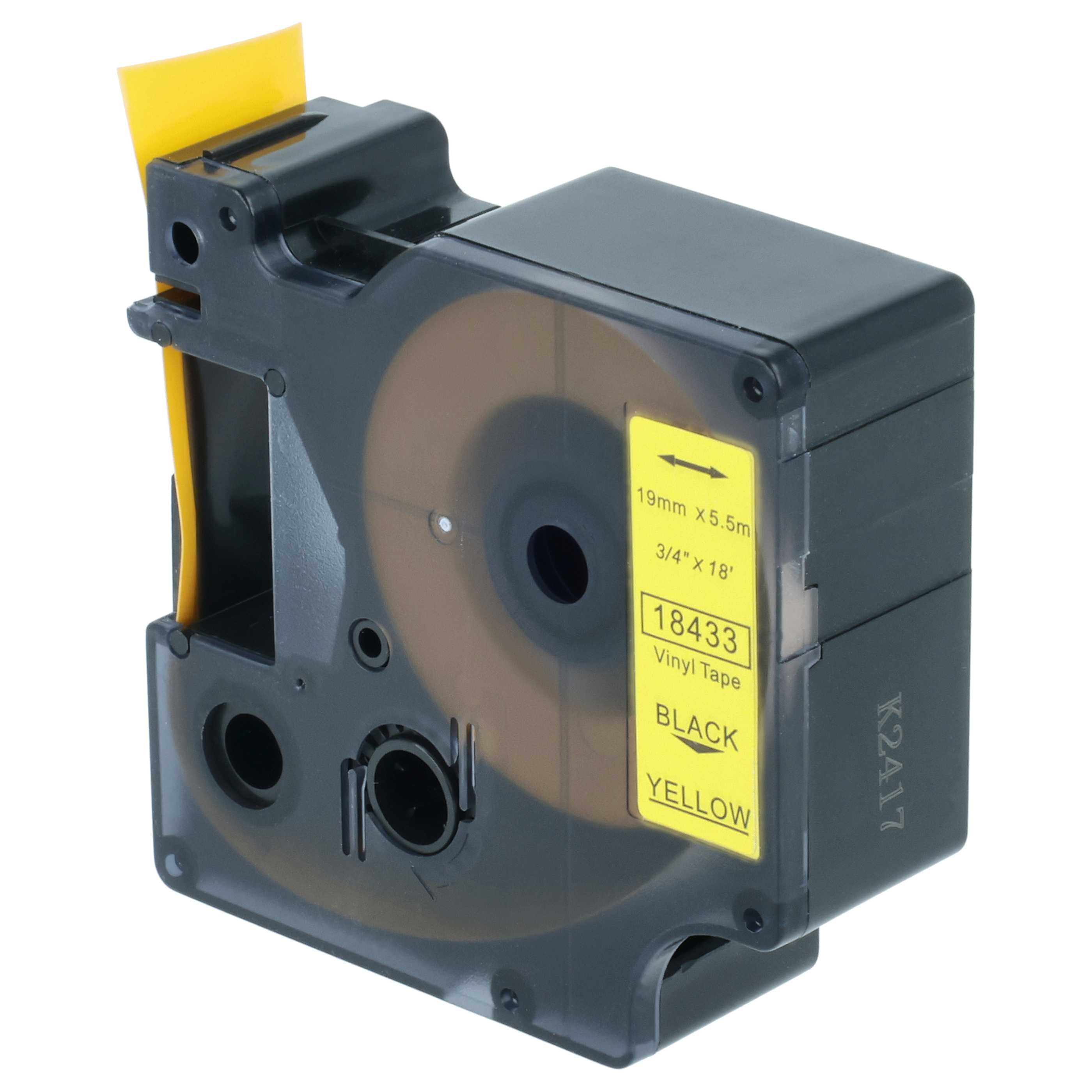 Cassetta nastro sostituisce Dymo 18433 per etichettatrice 19mm nero - giallo, vinile