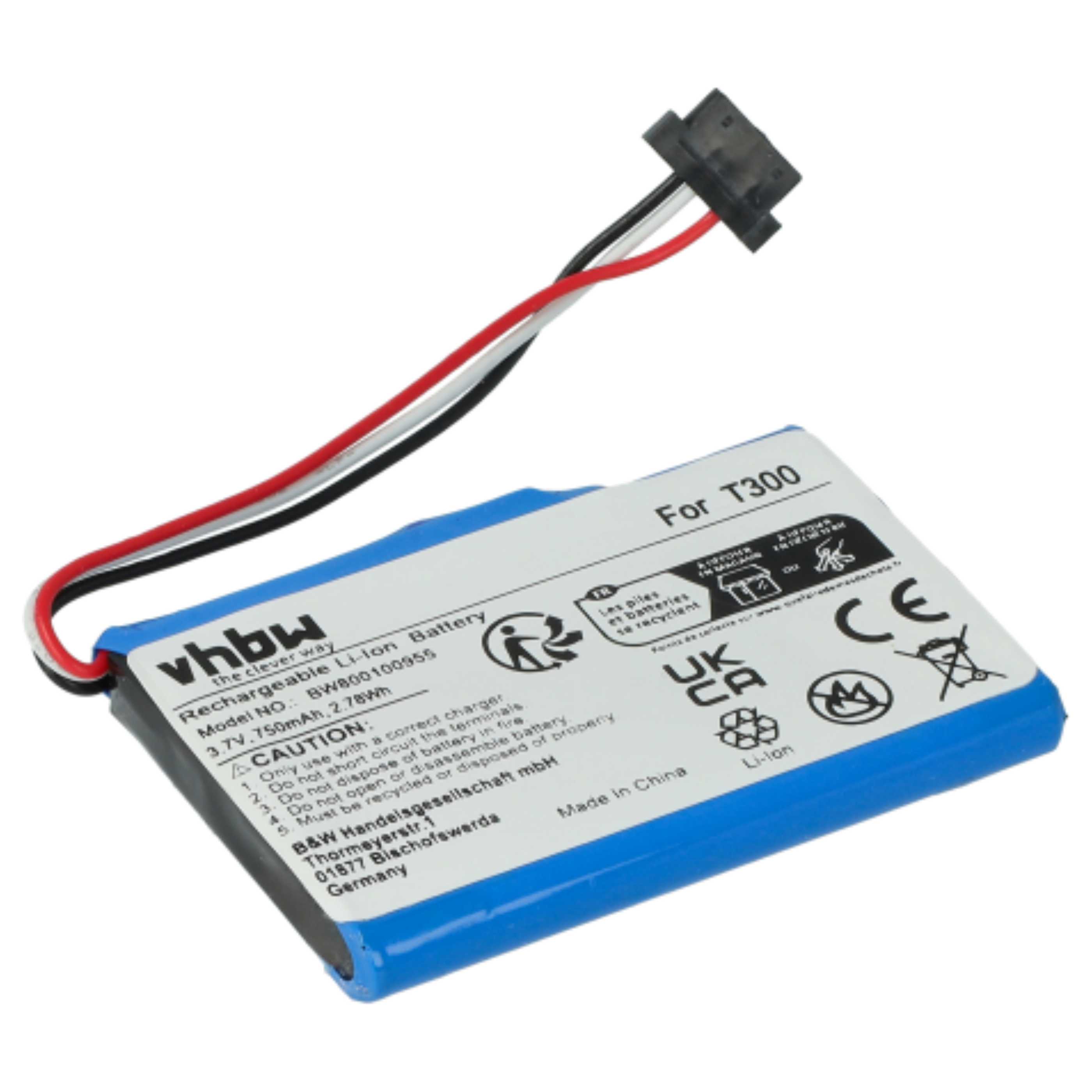 Akumulator do nawigacji GPS zamiennik Medion T300-1, 338937010168 - 750 mAh 3,7 V Li-Ion