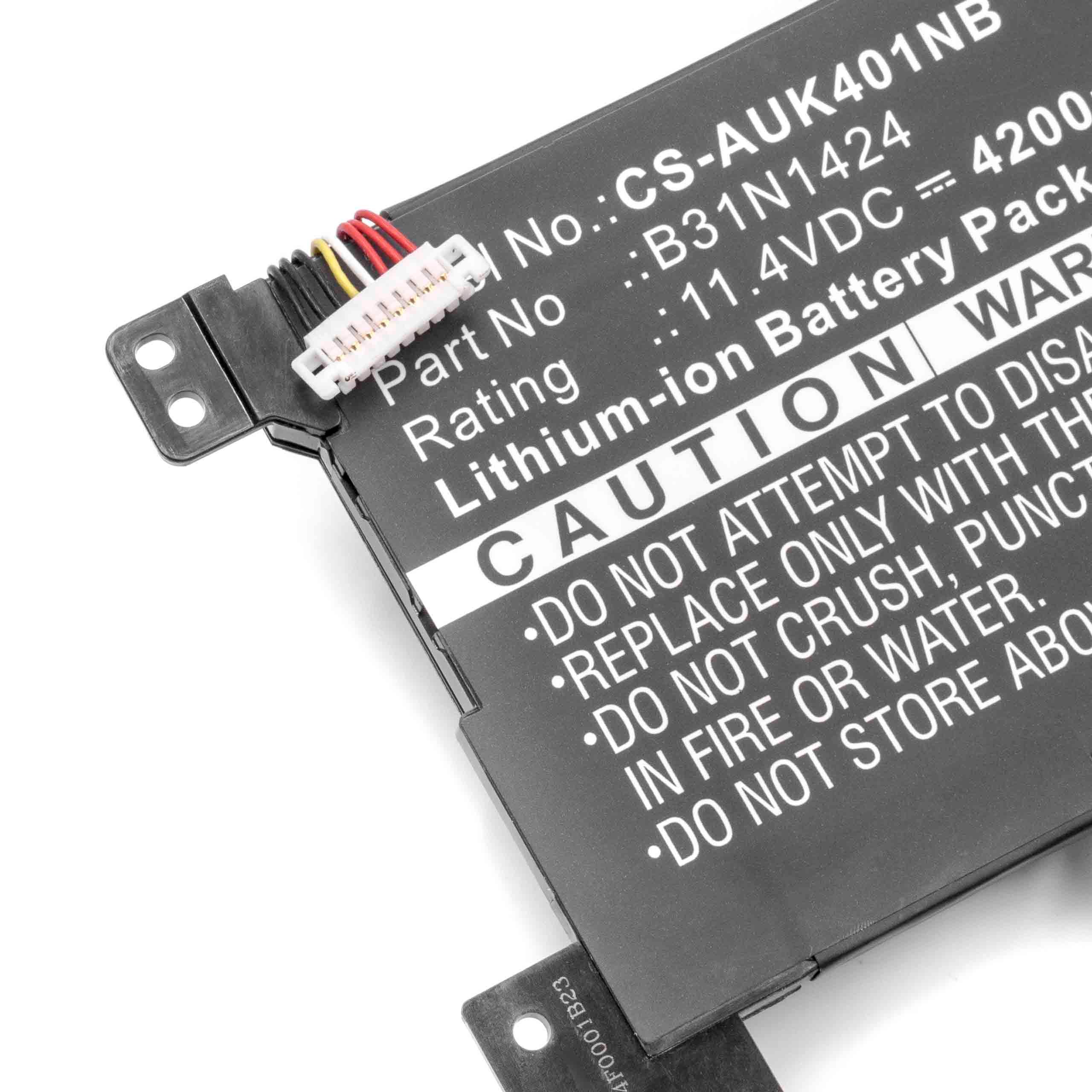Batterie remplace Asus 0B200-01390000, B31N1424 pour ordinateur portable - 4200mAh 11,4V Li-ion