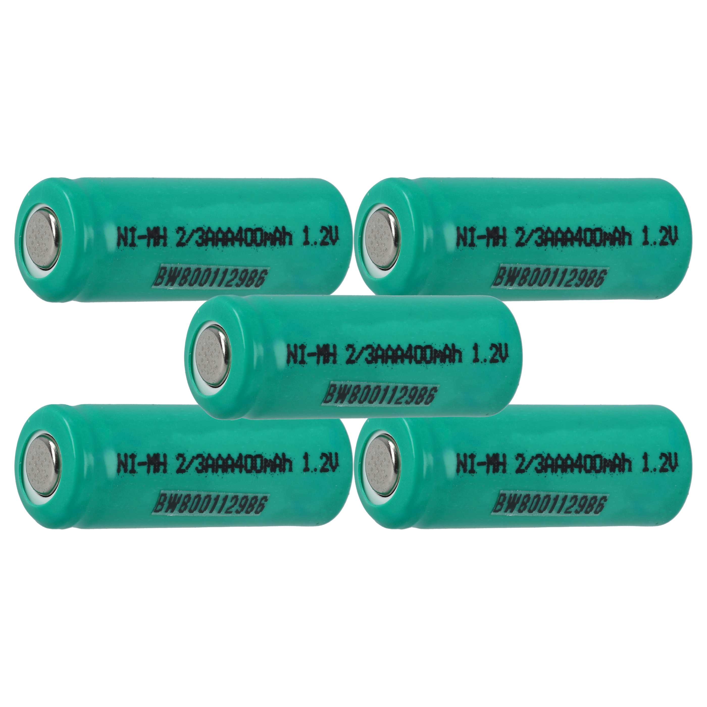 Raw Battery Cells (5 Piece) replaces 2/3AAA for Rechargeable Batteries - 400mAh 1.2V NiMH