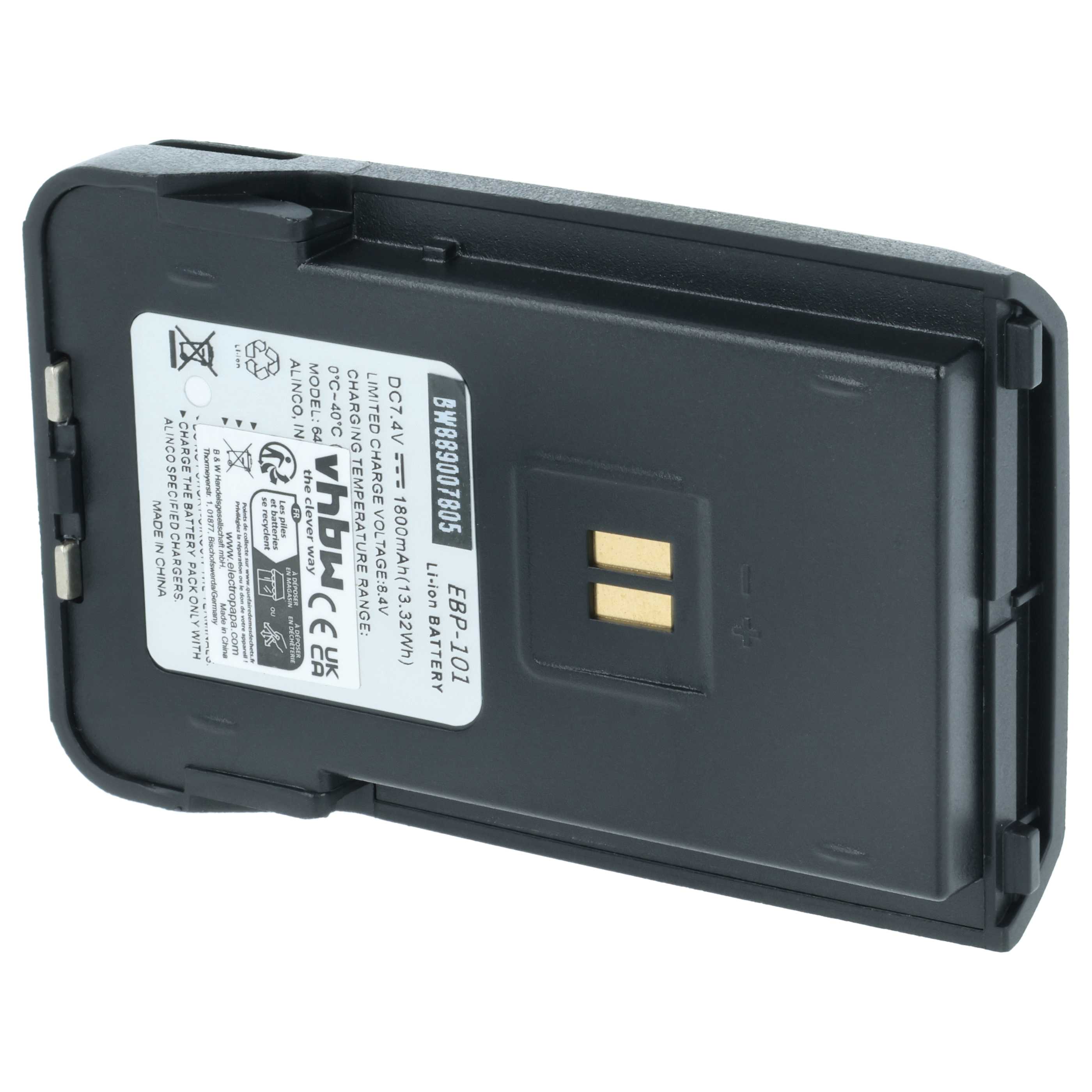 Radio Battery replaces Alinco EBP-101 - 1800 mAh 7.4 V Li-Ion