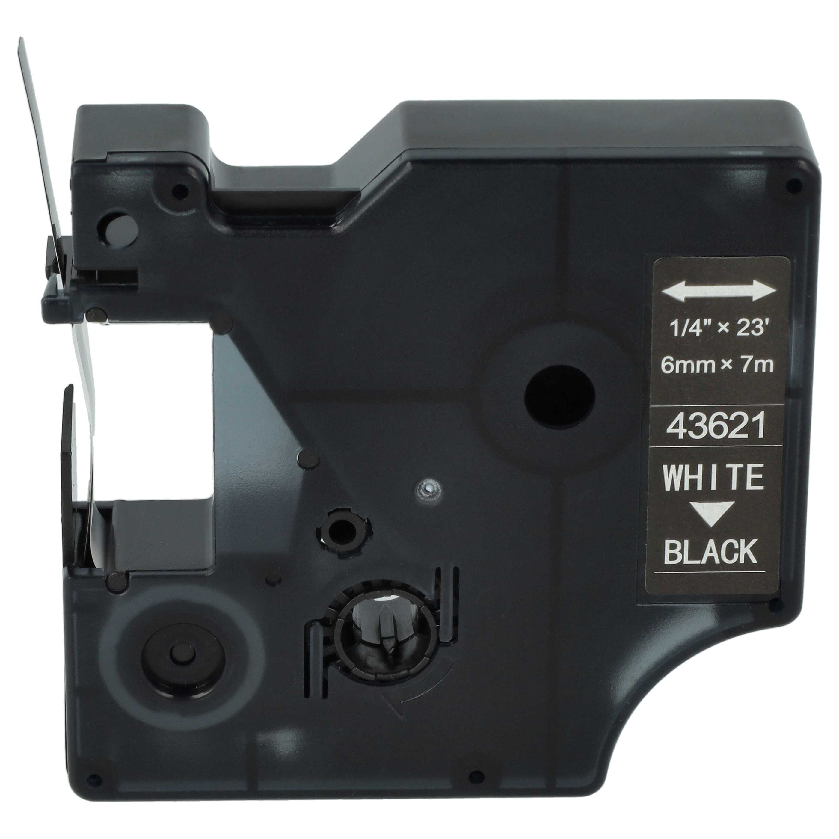 Label Tape replaces Dymo D1, 43621 - 6 mm White to Black