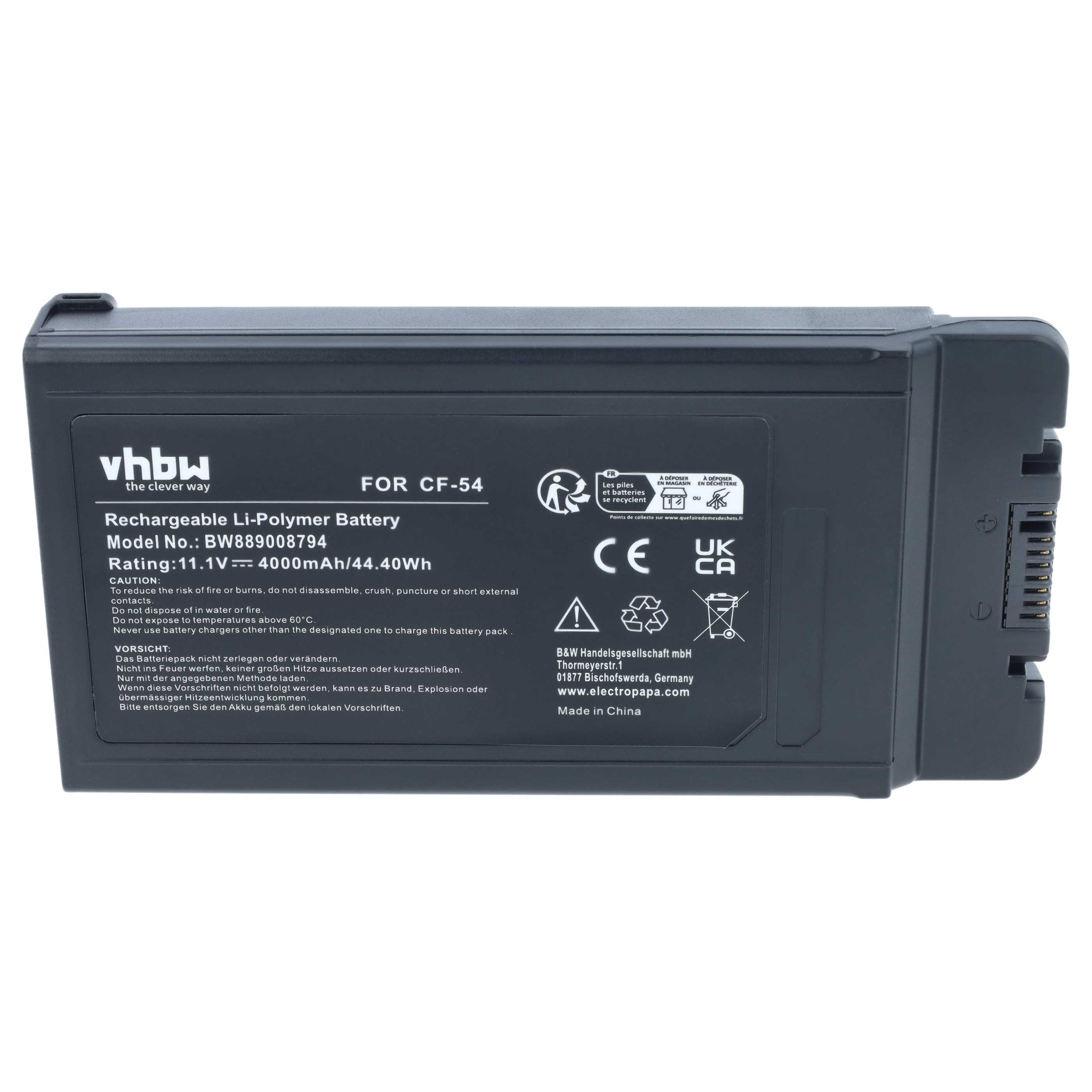 Notebook-Akku als Ersatz für Panasonic CF-VZSU0GW, CF-VZSU0GJS für Panasonic - 4000mAh 11,1V Li-Polymer