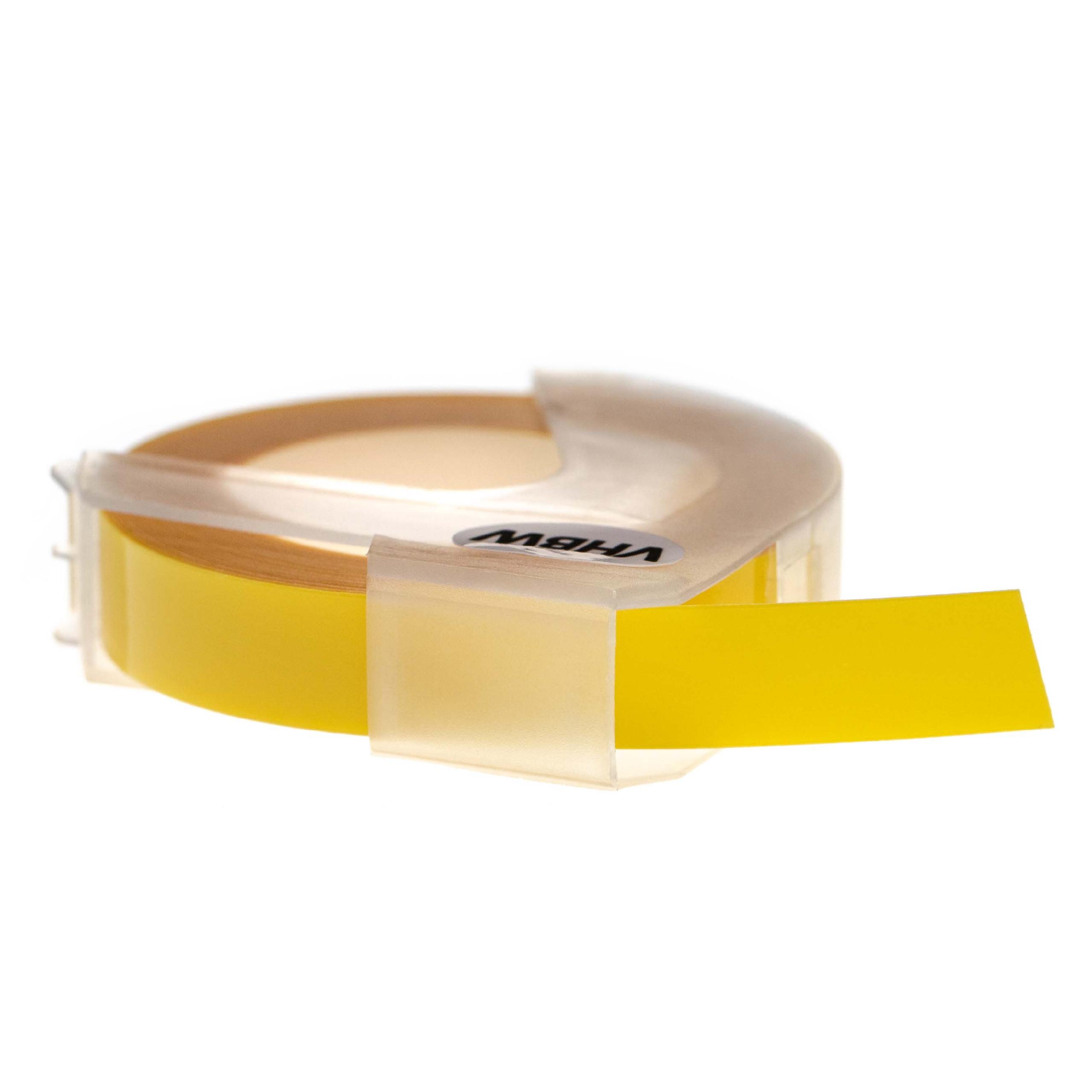 Nastro goffratura 3D sostituisce Dymo 0898220, S0898220 per etichettatrice Motex 9mm bianco su giallo chiaro