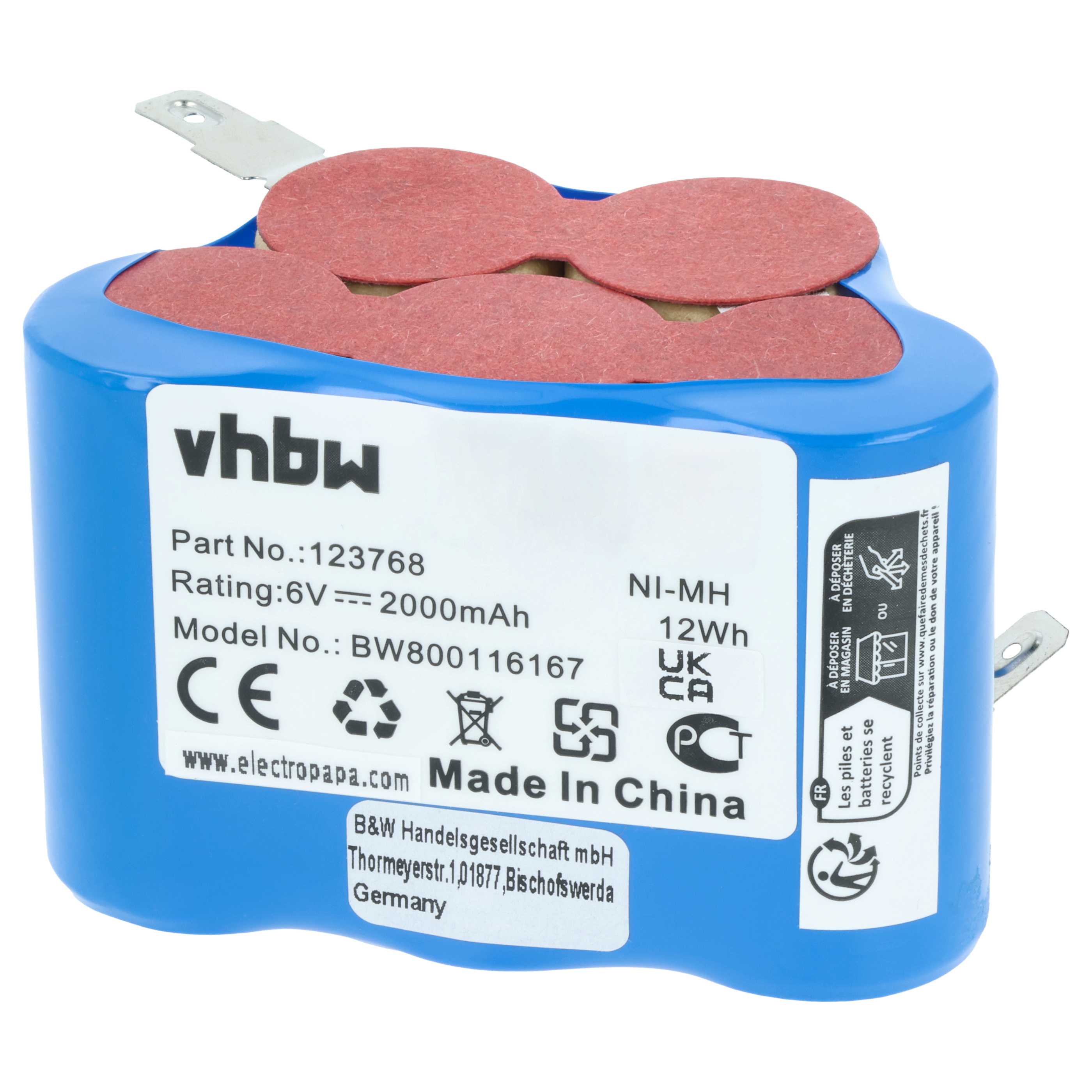 Batería (pack) reemplaza 93230 5, VYRR, VYRR6, 123768 para ciclomotores (2 Ah, 6 V, NiMH)
