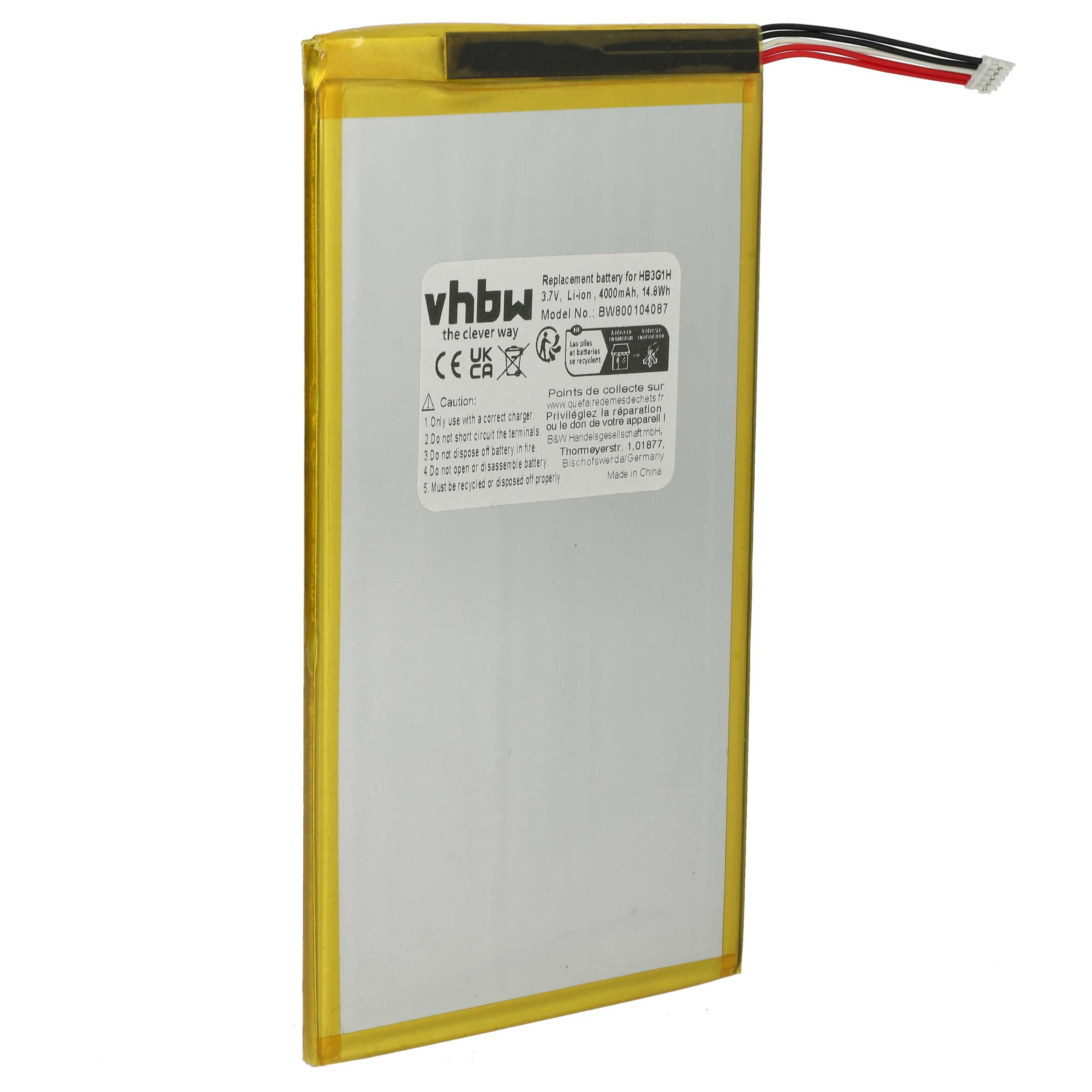 Tablet Battery replaces HB3G1H - 4000 mAh 3.7 V Li-polymer