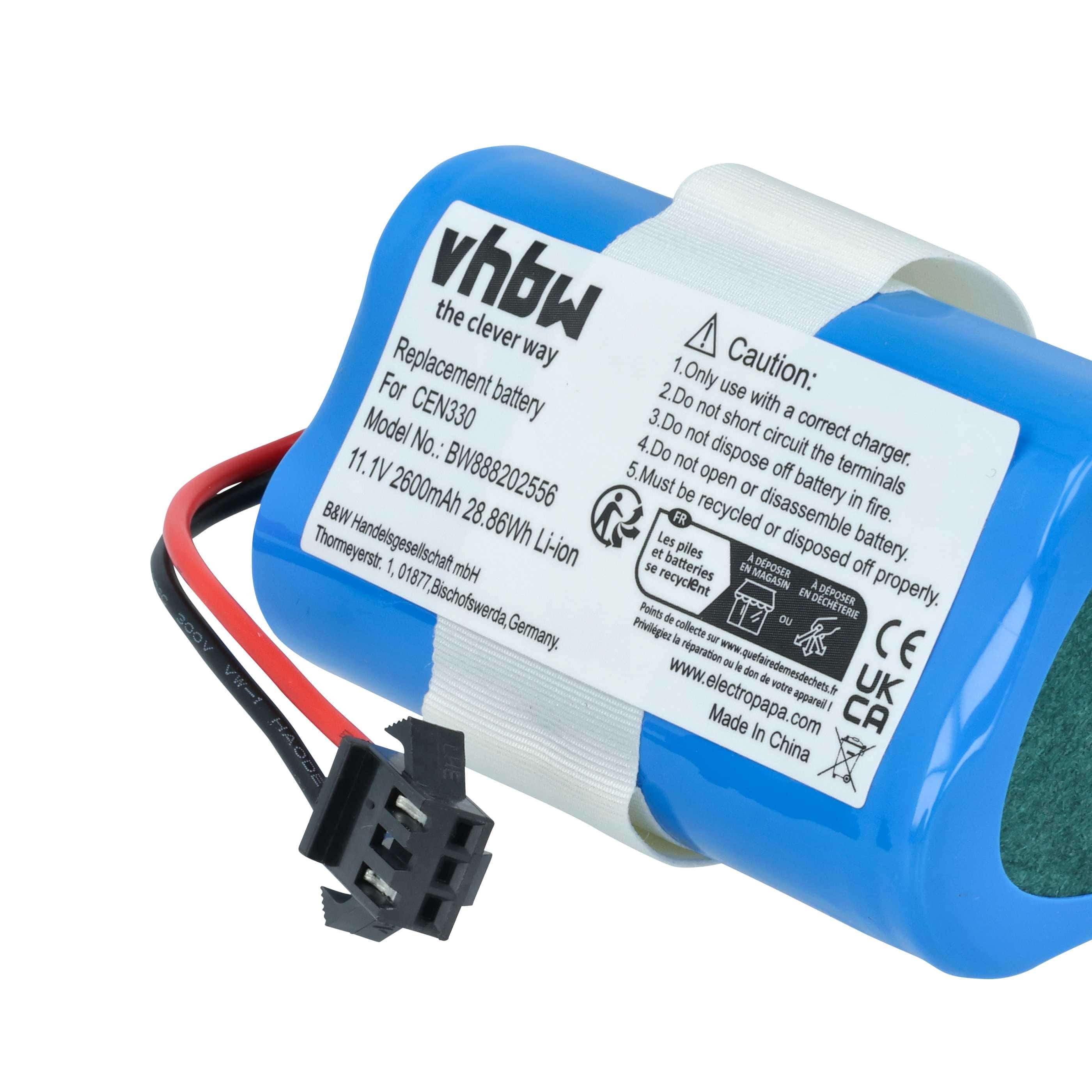 Battery suitable for Ecovacs CEN330, CR330, CR333 2600mAh, 10.8V, Li-Ion
