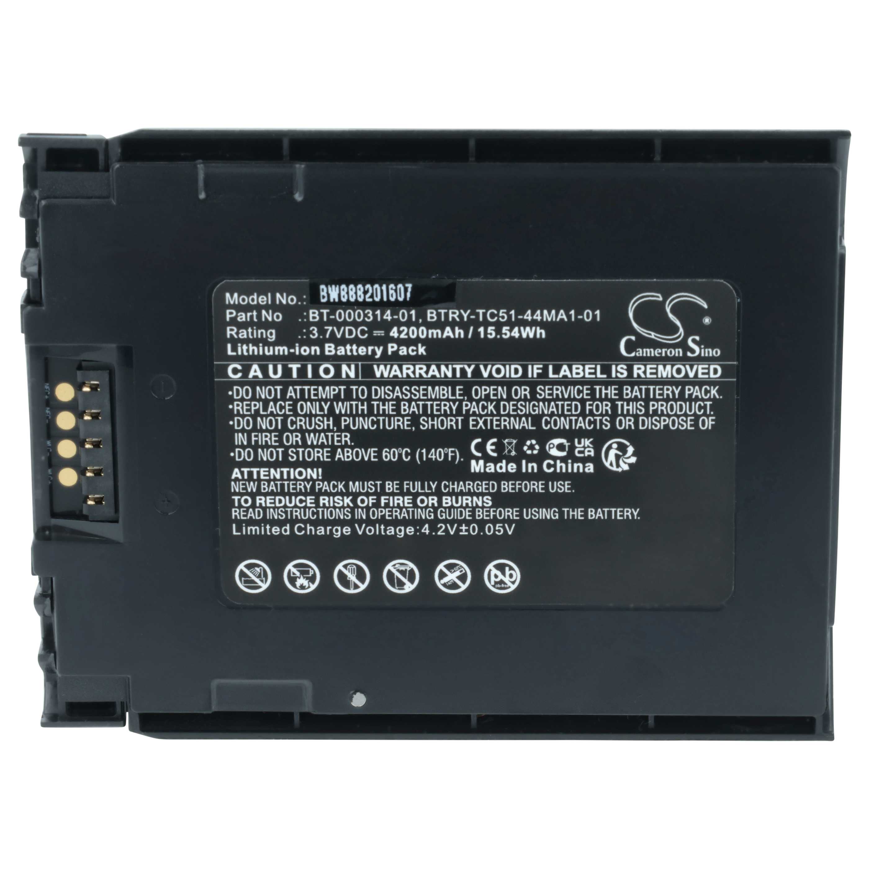 Batteria per computer portatile scanner sostituisce Zebra BT-000314-01, BT-000314A - 4200mAh 3,7V Li-Ion