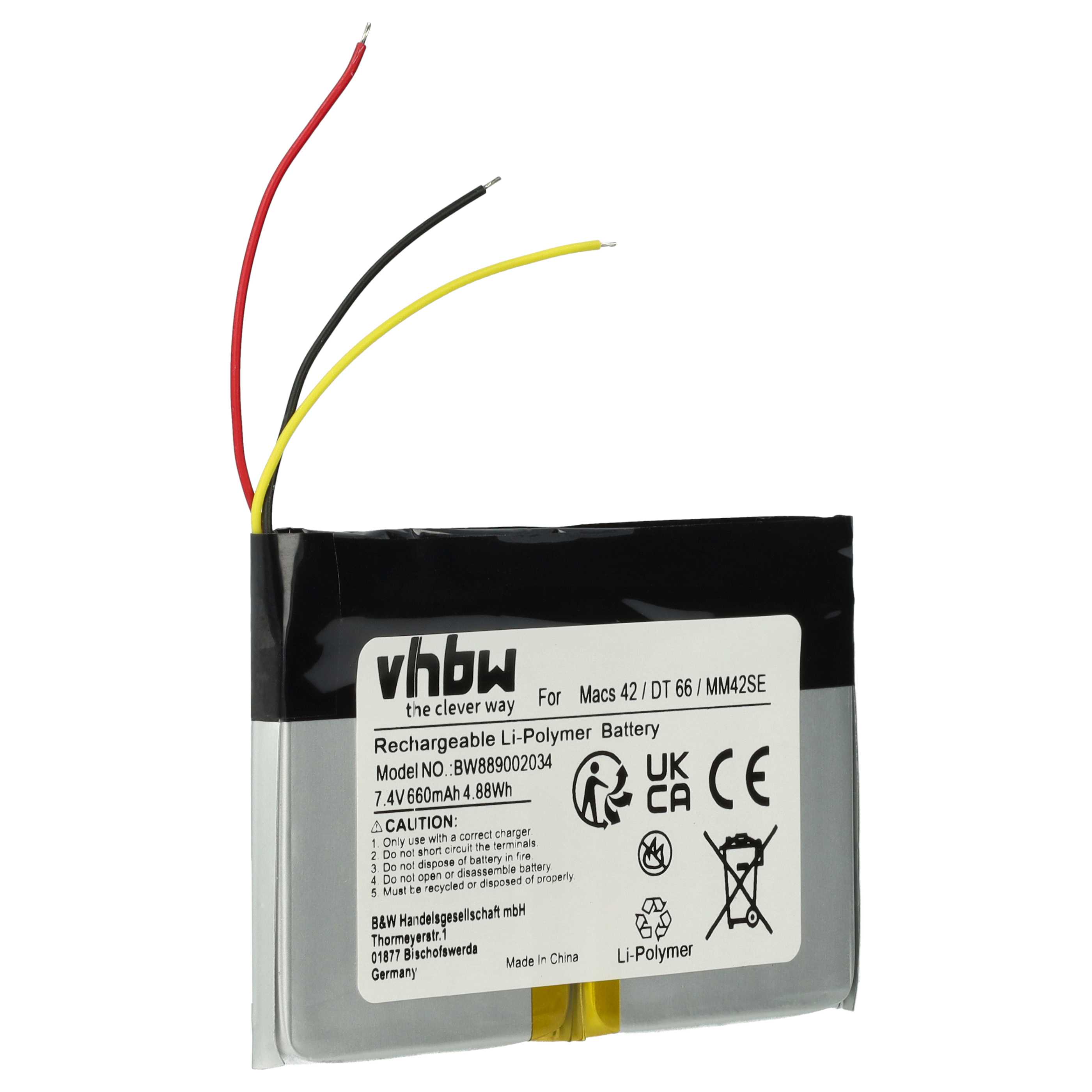 vhbw batteria sostituisce Hella Gutmann 2S/LPP443441 S per dispositivo di diagnostica (660mAh, 7,4V, Li-Poly)