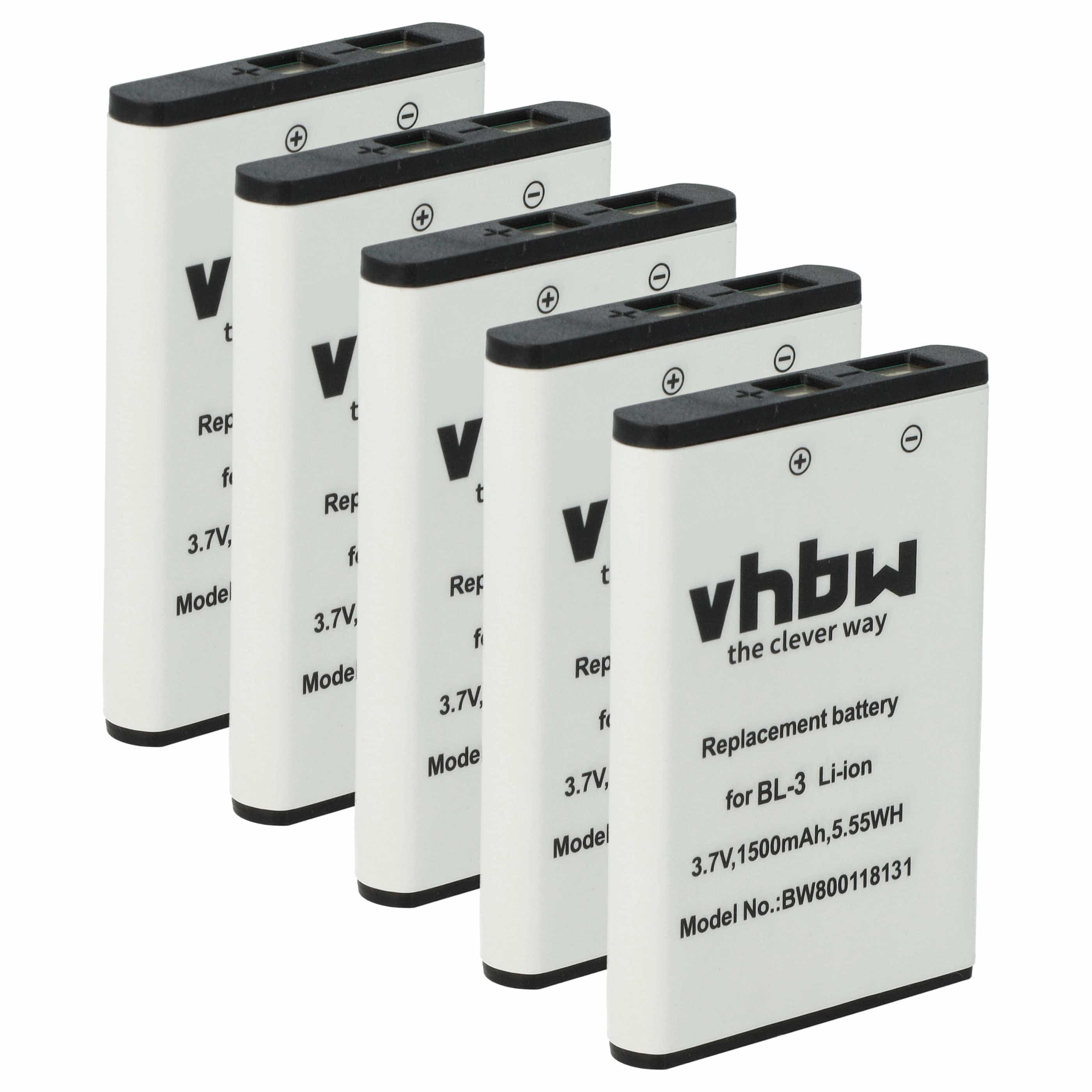 Radio 5x Battery replaces Baofeng BL-3 - 1500 mAh 3.7 V Li-Ion