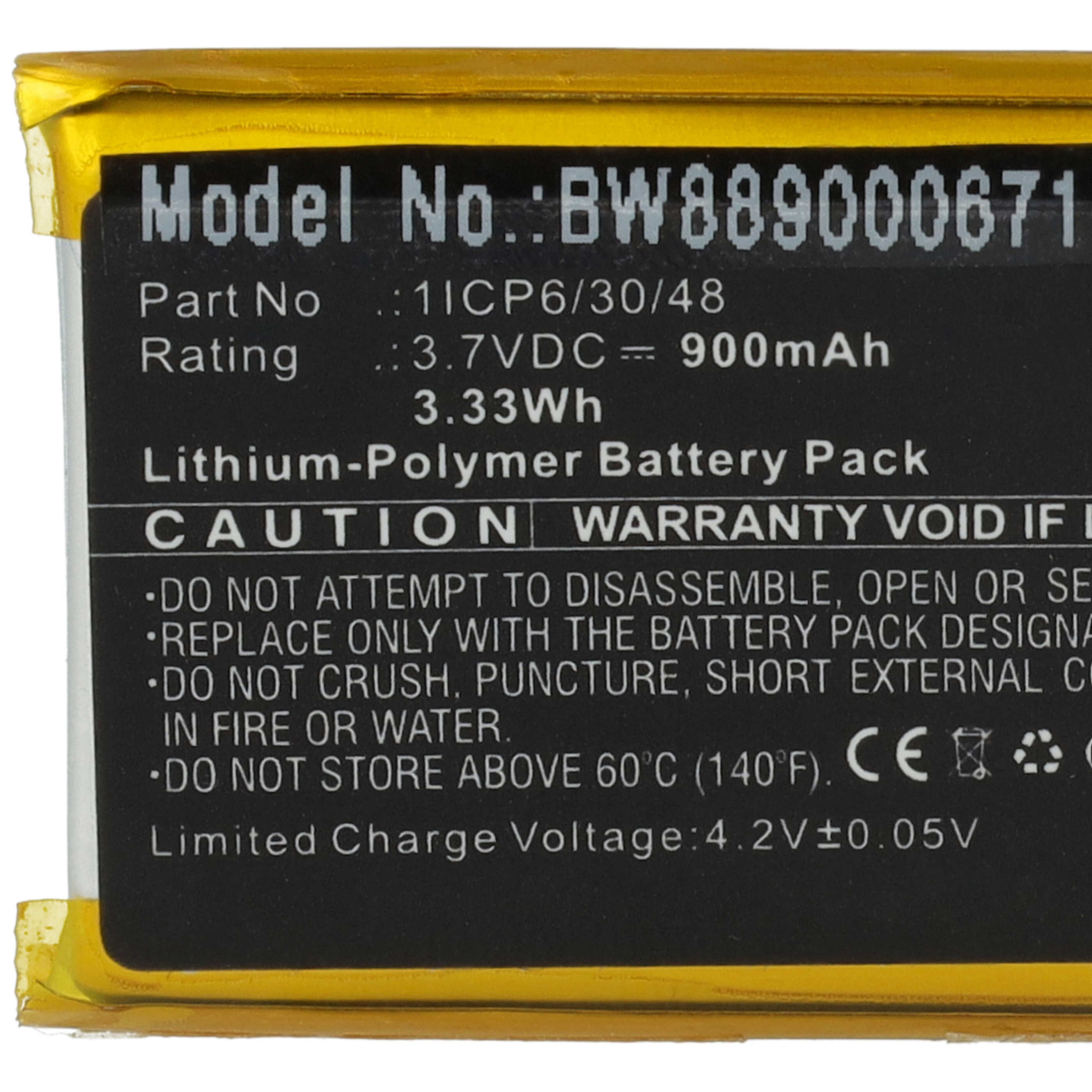 Batterie remplace Sanitas 1ICP6/30/48 pour moniteur bébé - 900mAh 3,7V Li-polymère
