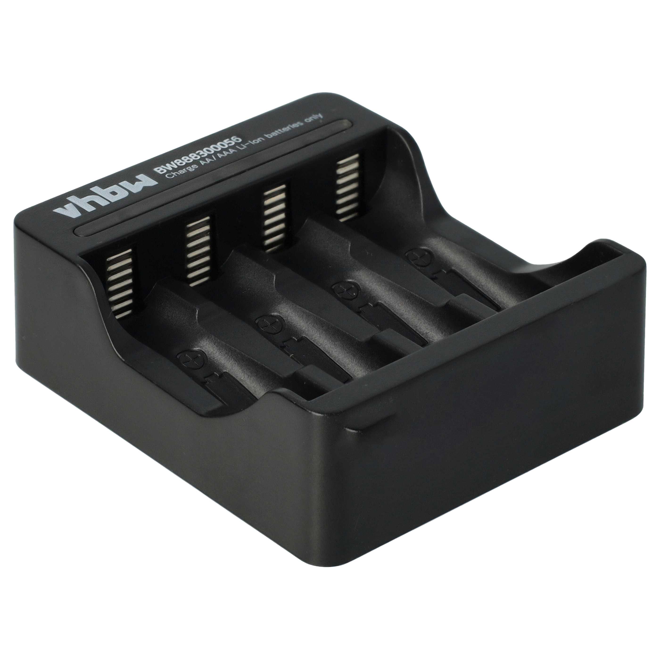 Caricabatterie micro-USB 4 vani per pile Li-Ion AA, AAA