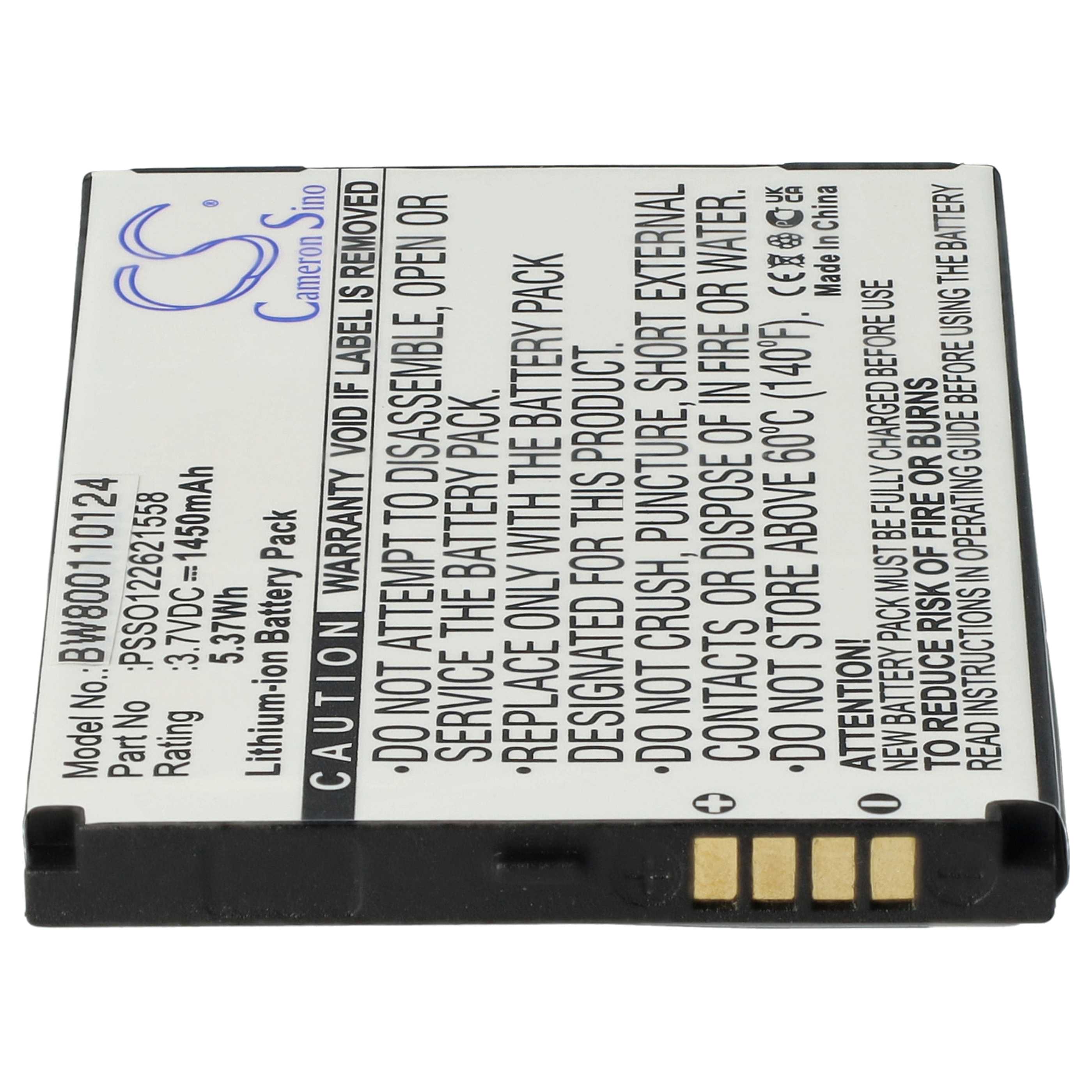 2x Batería reemplaza PSSO122621558 para escáner código de barras (1450 mAh, 3,7 V, Li-Ion)