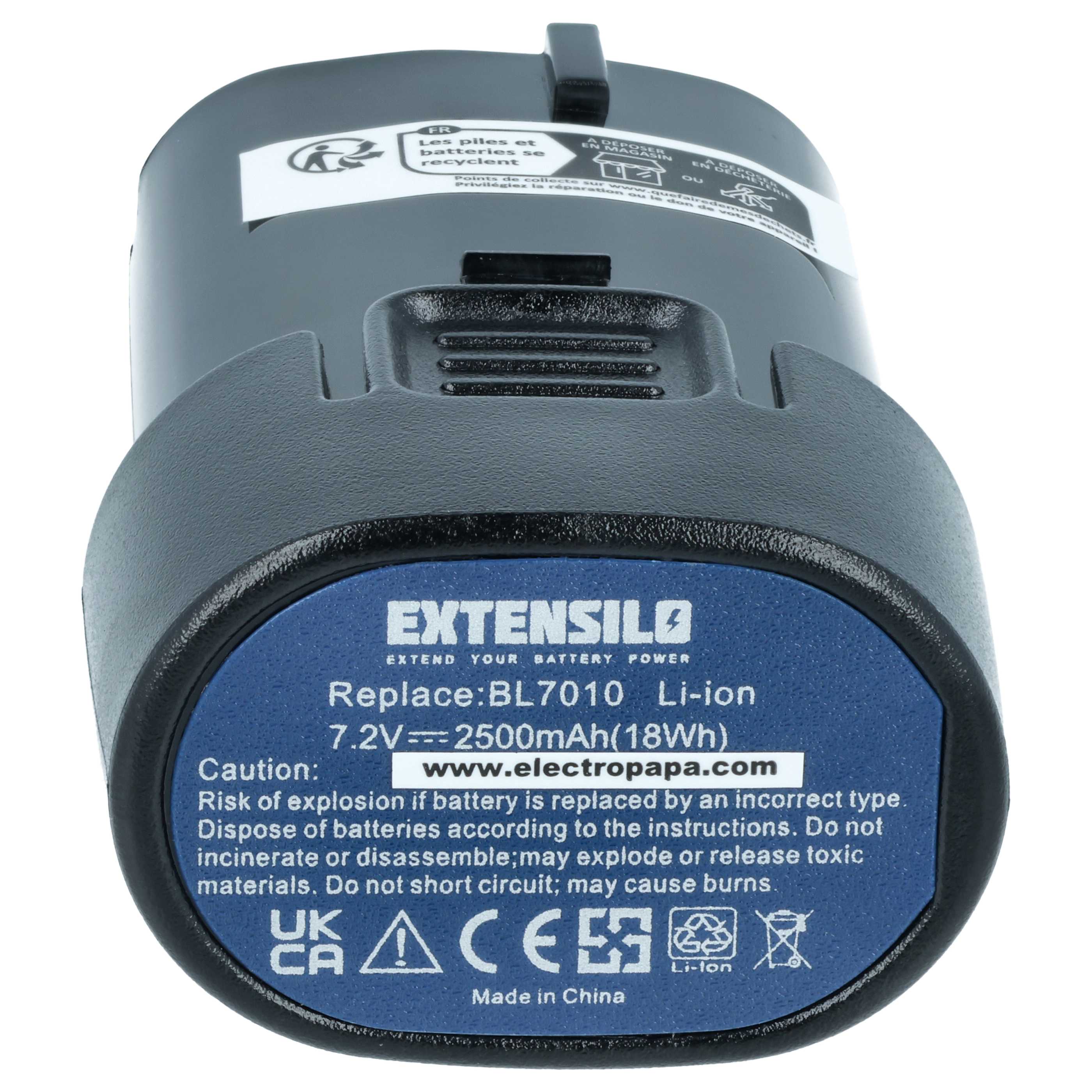 2x Battery replaces Makita BL7010, 194356-2, 194355-4 Electric Power Tool - 2500 mAh, 7.2 V, Li-Ion