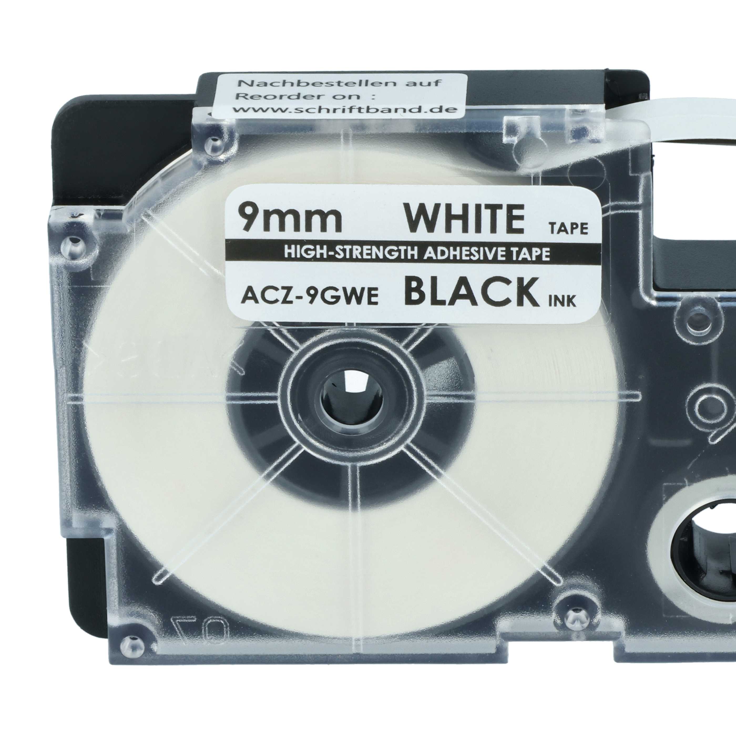 Label Tape replaces Casio XR-9GWE - 9 mm Black to White