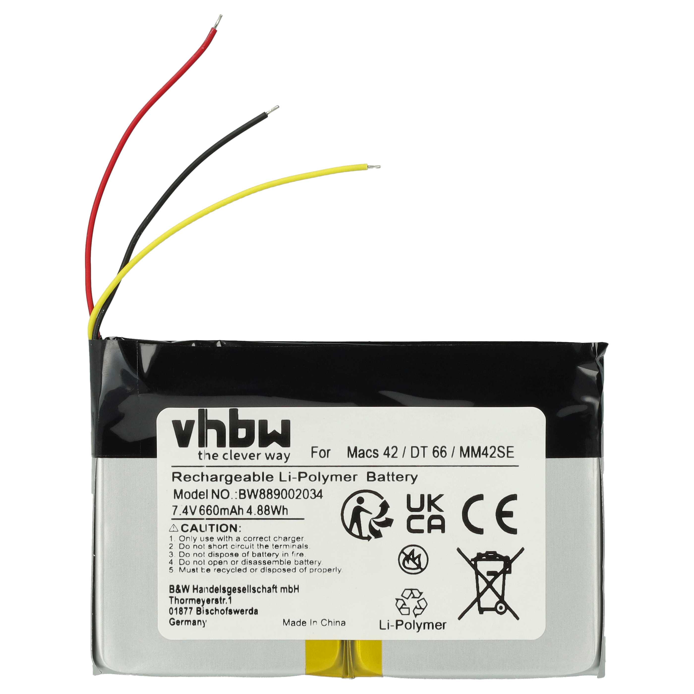 vhbw batteria sostituisce Hella Gutmann 2S/LPP443441 S per dispositivo di diagnostica (660mAh, 7,4V, Li-Poly)