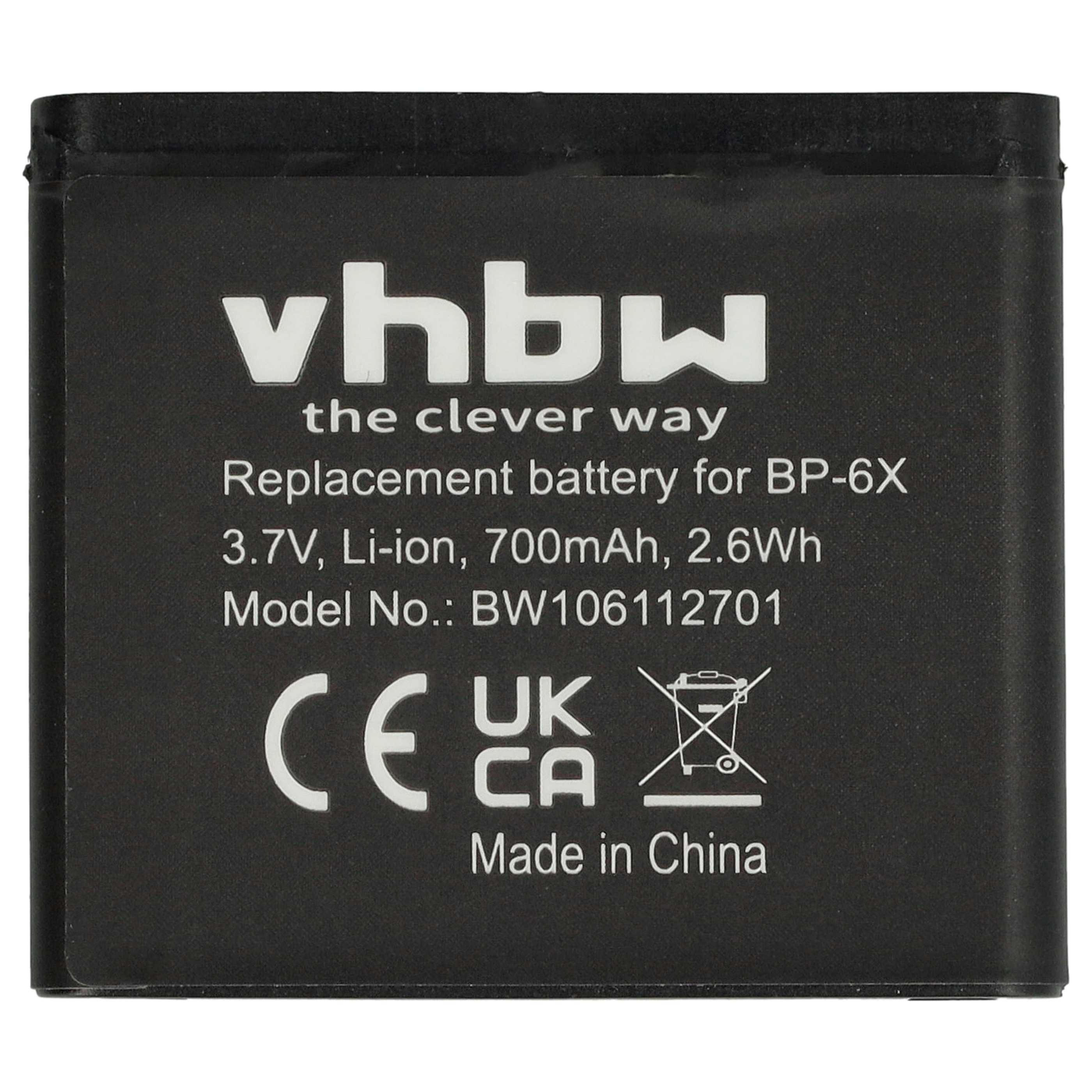 Batteria sostituisce Nokia BP-6x per cellulare - 700mAh 3,7V Li-Ion 