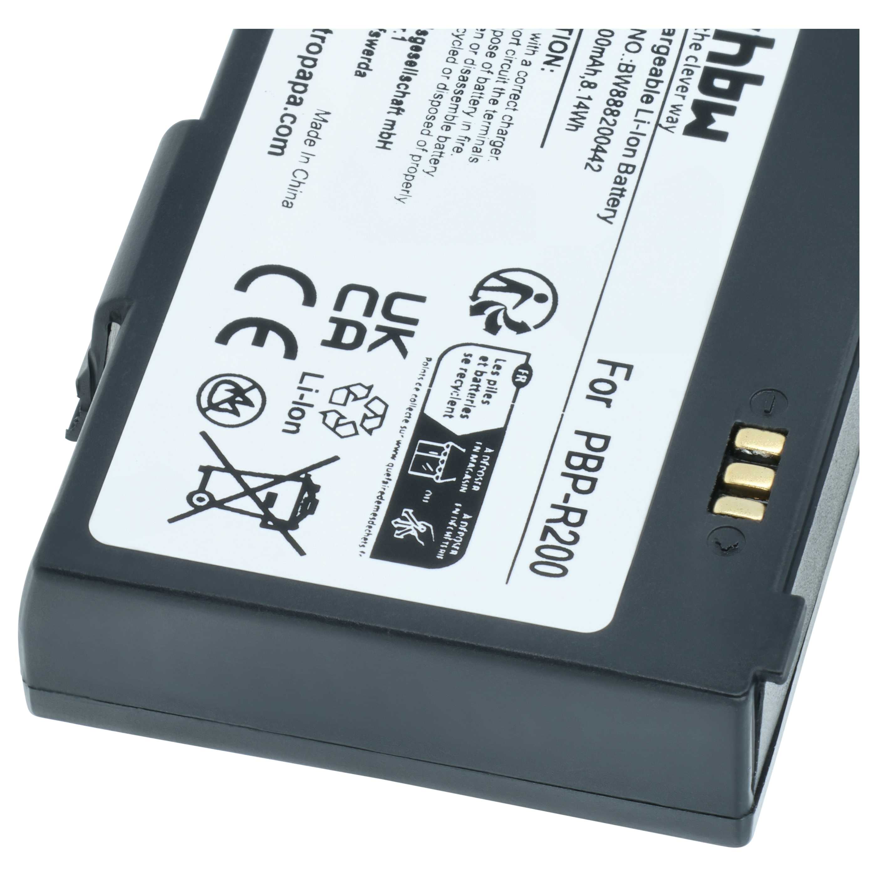 Printer Battery replaces Bixolon PBP-R200 - 2200 mAh 3.7 V Li-Ion
