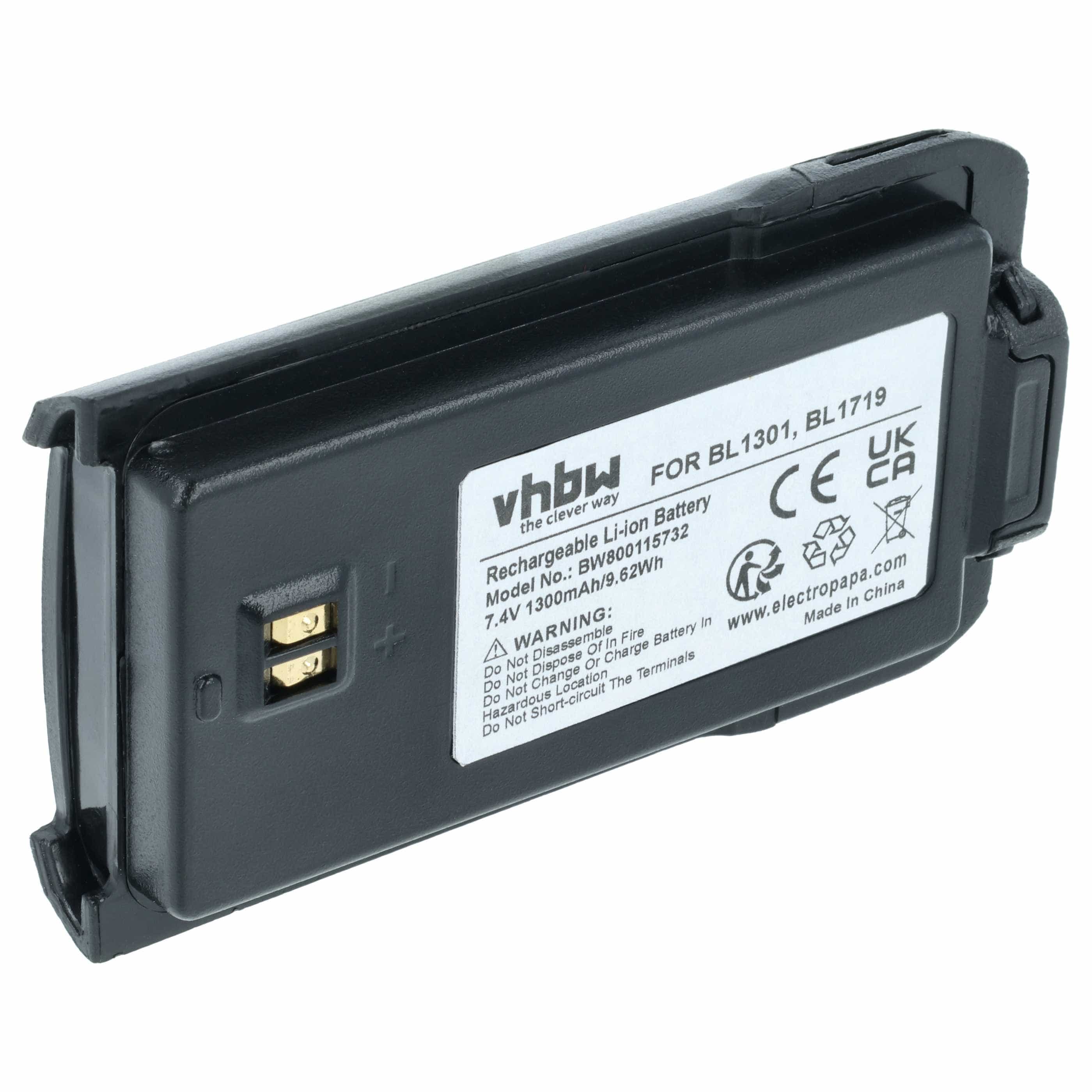 Radio Battery replaces Hyt / Hytera BL2407, BL1301, BL1719 - 1300 mAh 7.4 V Li-Ion