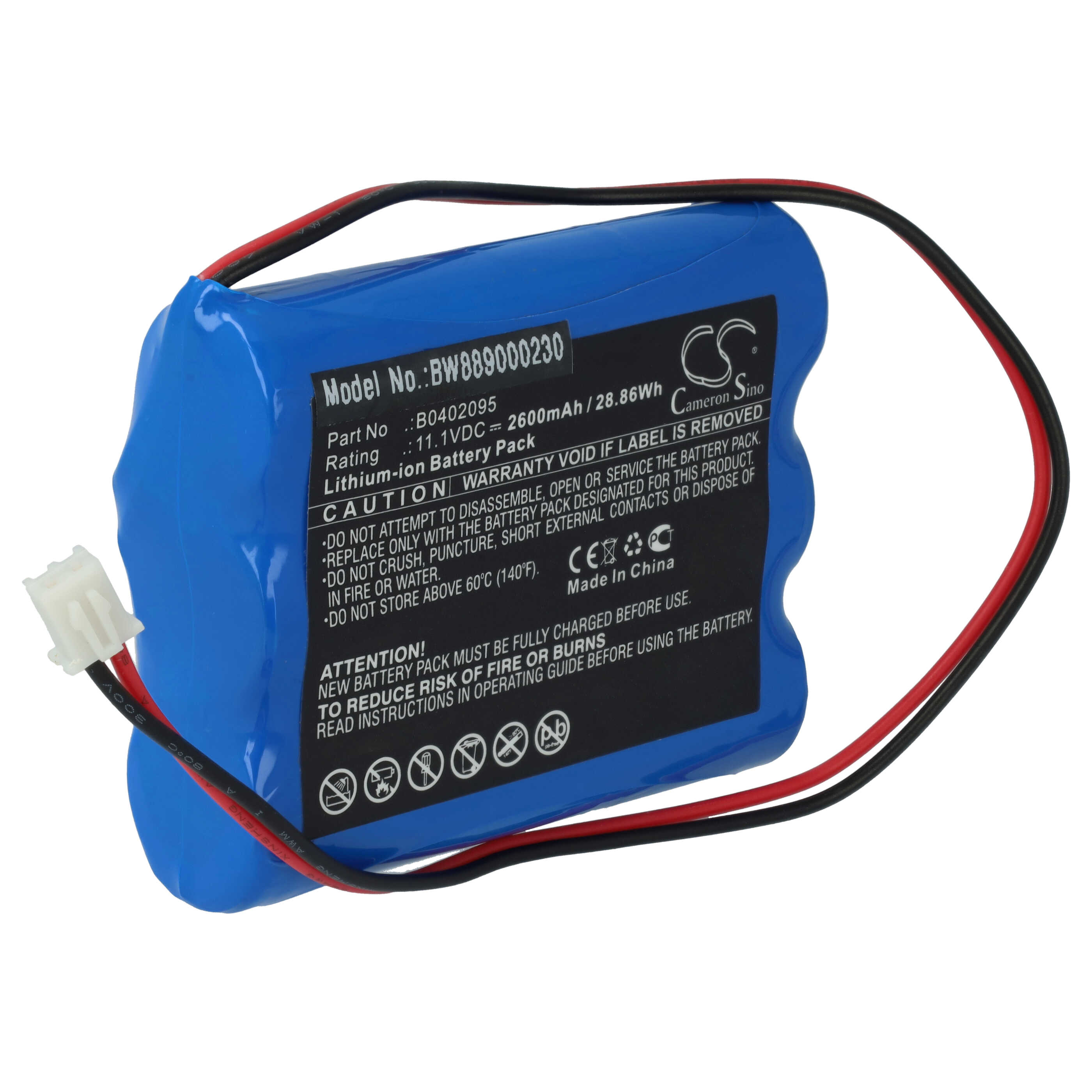 Medical Equipment Battery Replacement for Medsonic B0402095 - 2600mAh 11.1V Li-Ion