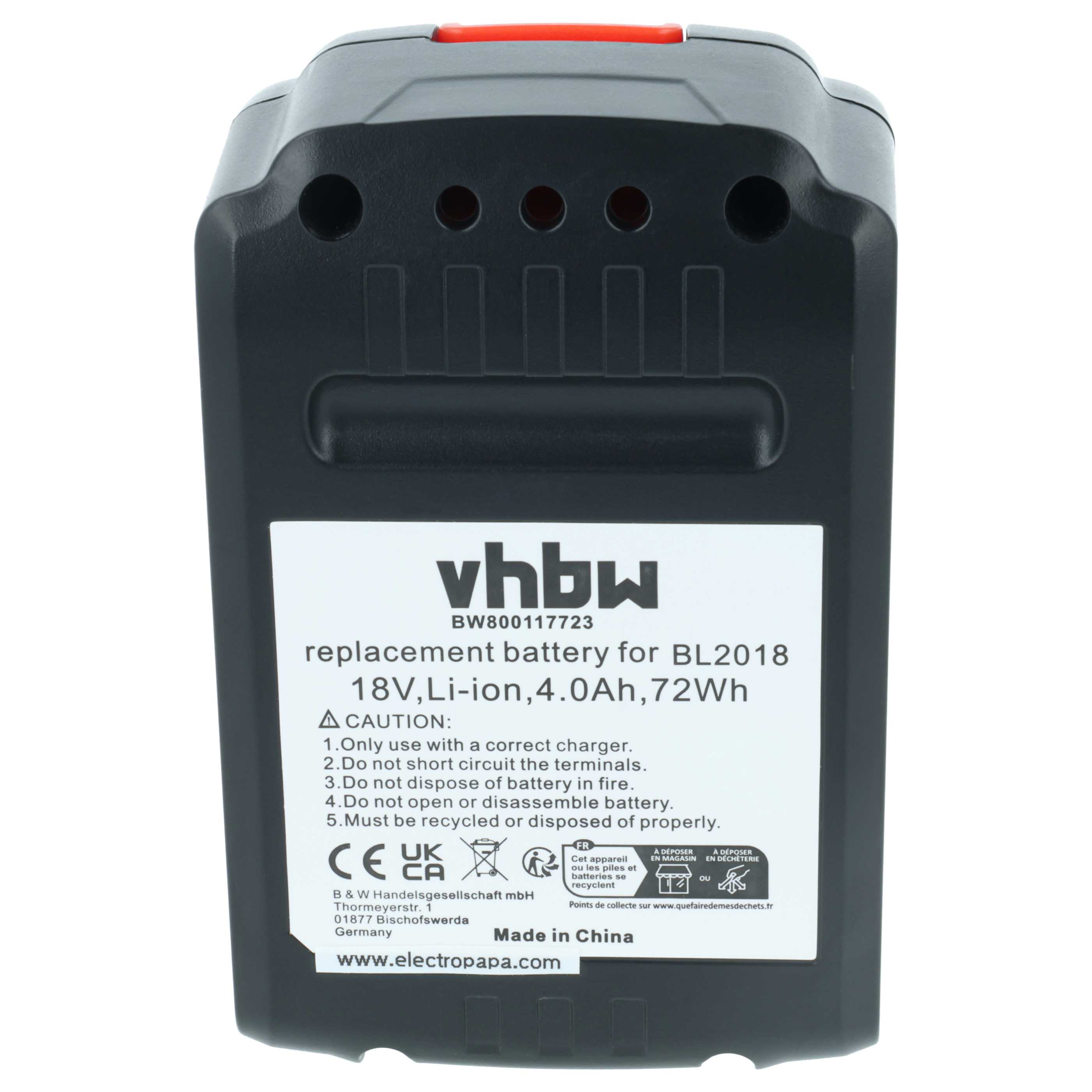 2x Battery replaces Black & Decker BL1318, BL1518, BL1518-XJ Electric Power Tool - 4000 mAh, 18 V, Li-Ion