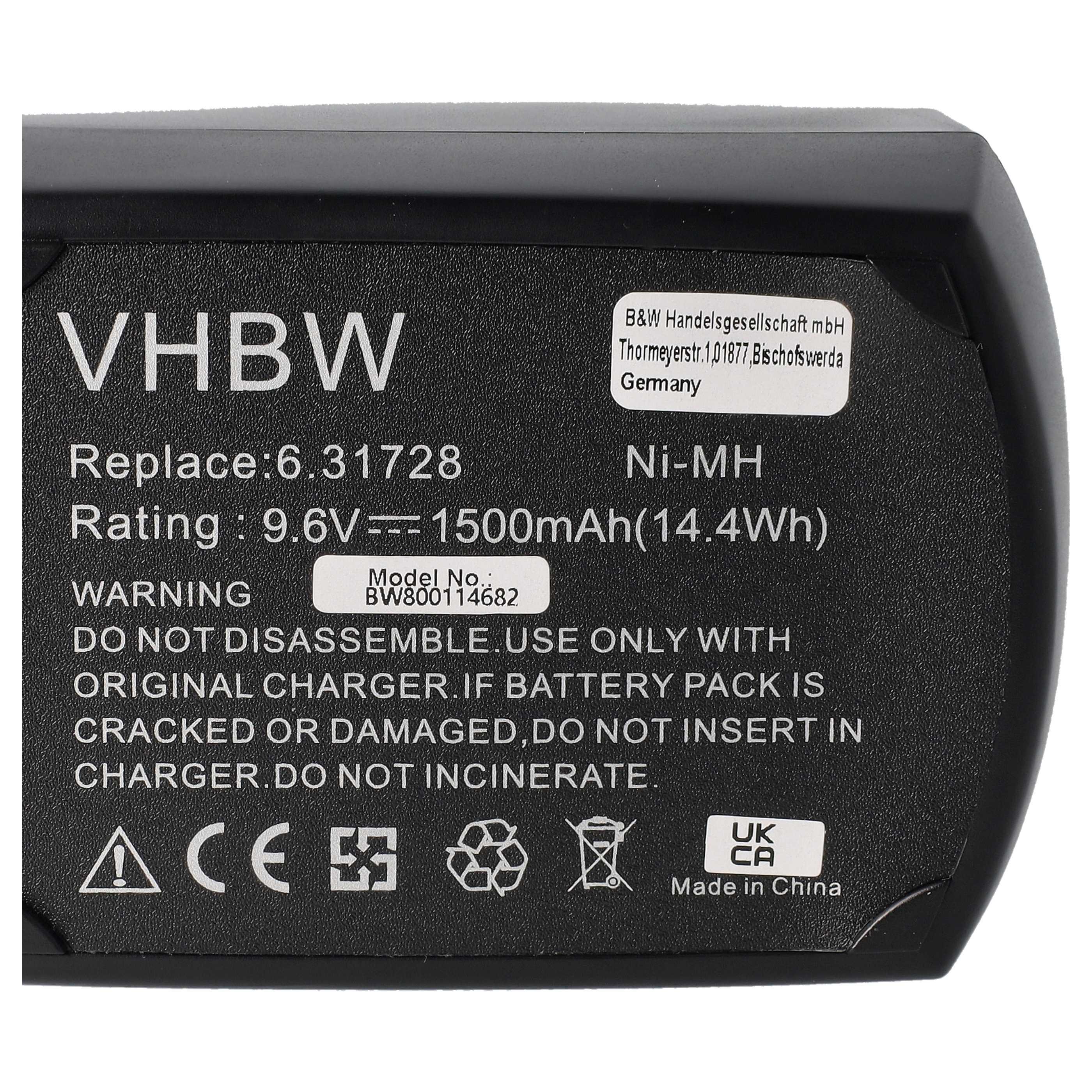 Akku 9,6V als Ersatz für Metabo 6.31746, 6.25471.00, 6.31728, 6.2547, 6.25471, 6.25470.00 - 1,5Ah, NiMH