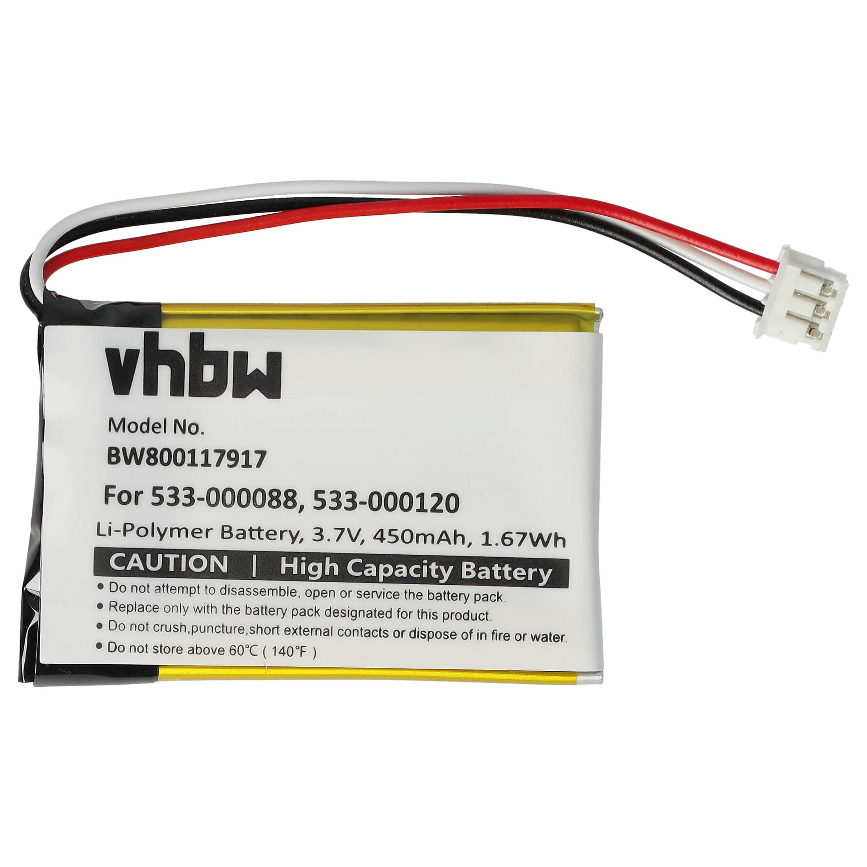 Computer Mouse Battery replaces Logitech 533-000120, 533-000088, 533-000121 - 450 mAh 3.7 V Li-polymer