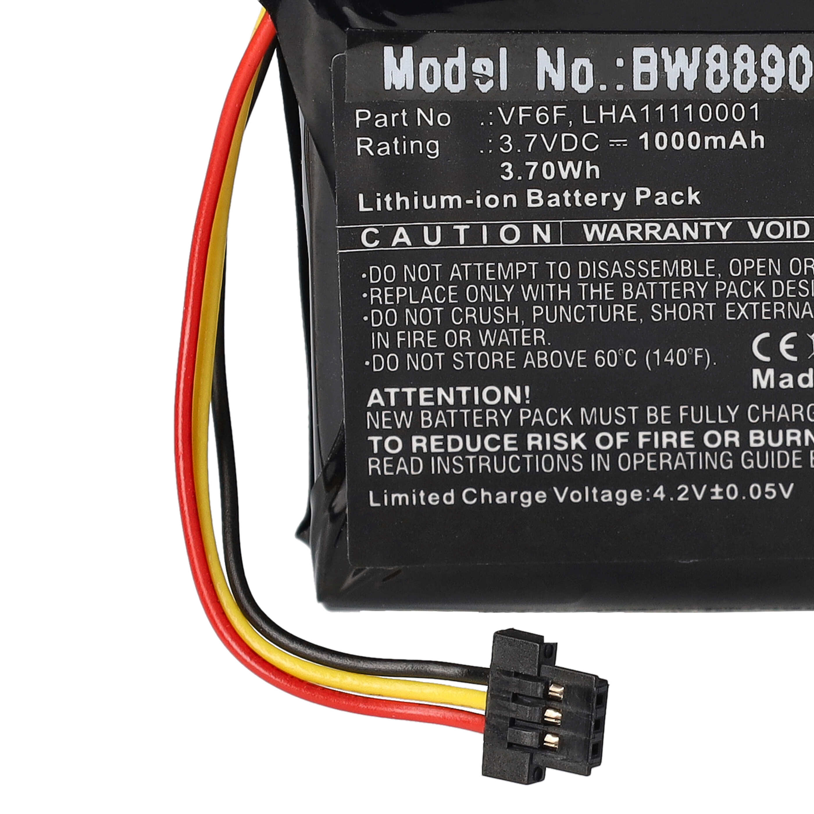 Akumulator do nawigacji GPS zamiennik TomTom LHA11110001, VF6F - 1000 mAh 3,7 V Li-Ion