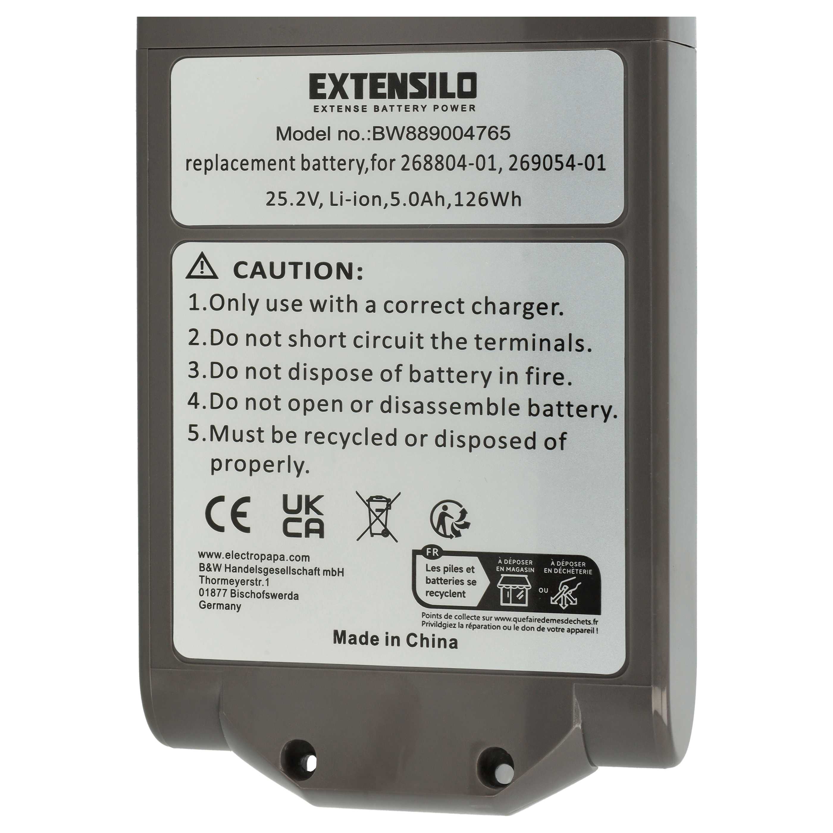 Extensilo Batterie remplace Dyson 970145-02, 299820, SV14 pour aspirateur Dyson - 5000mAh 25,2V Li-ion