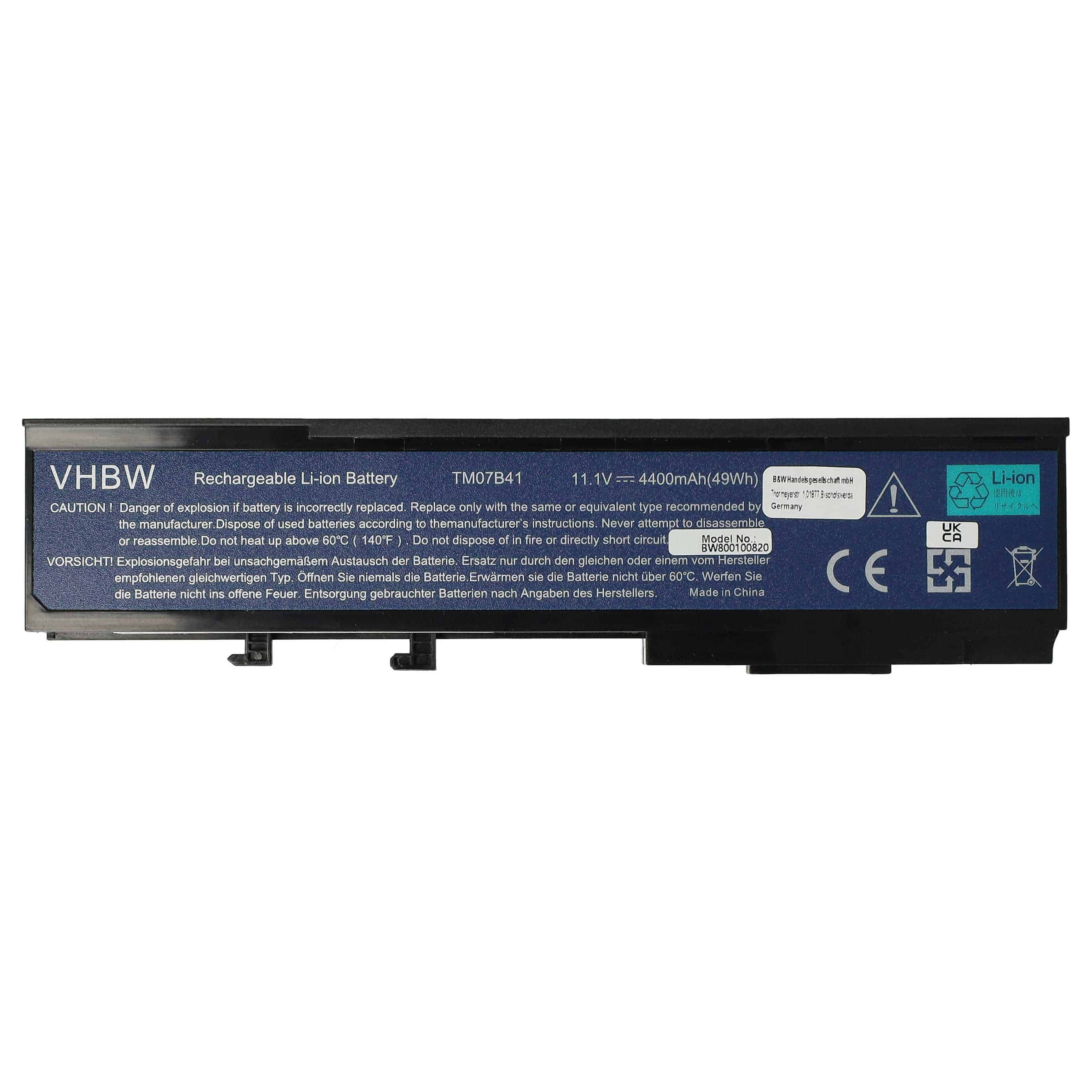 Notebook Battery Replacement for Acer 934T2210F, BT.00603.012, BT.00604.006 - 4400mAh 11.1V Li-Ion, black