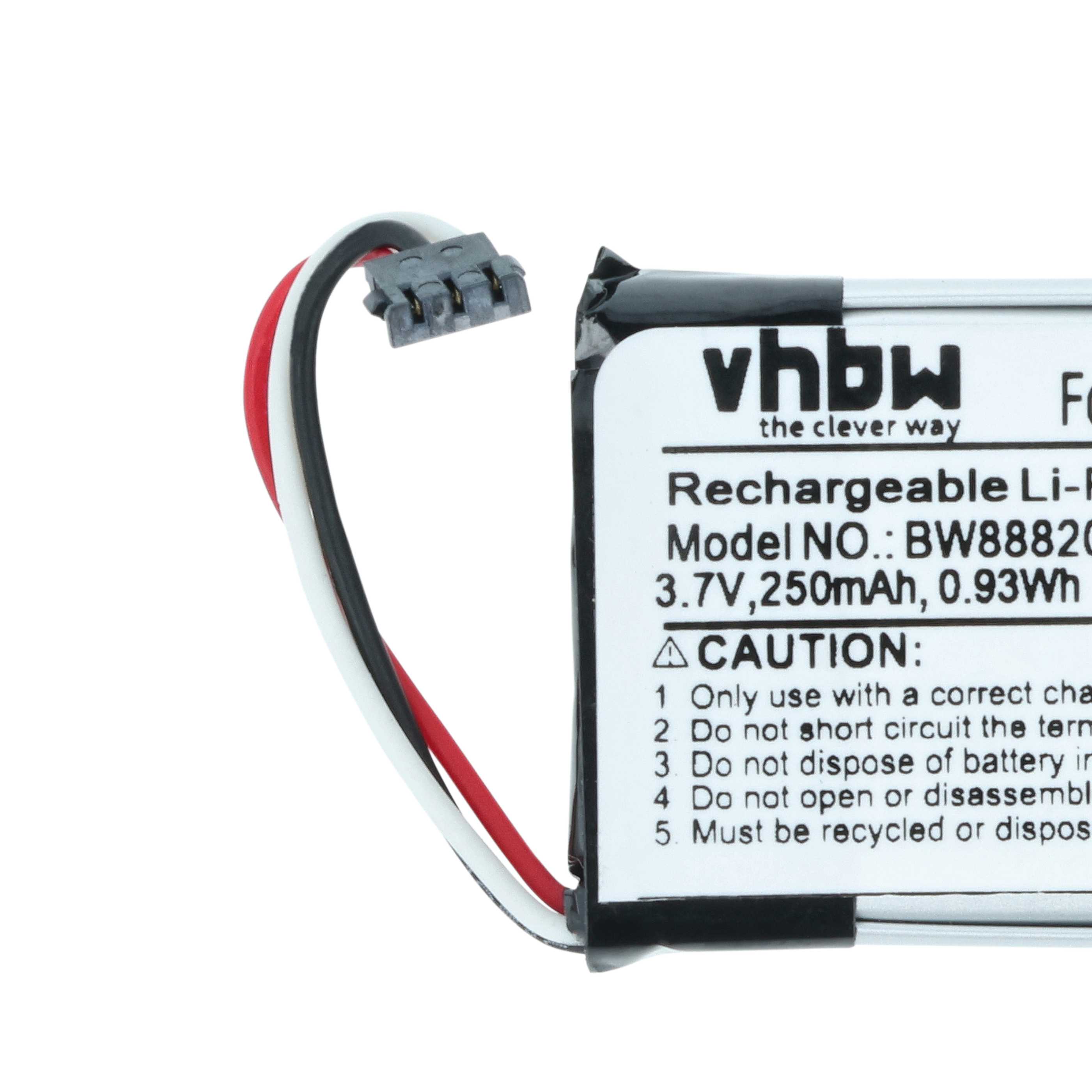 Battery replaces Garmin 361-00103-00 - 250mAh, 3.7V, Li-polymer