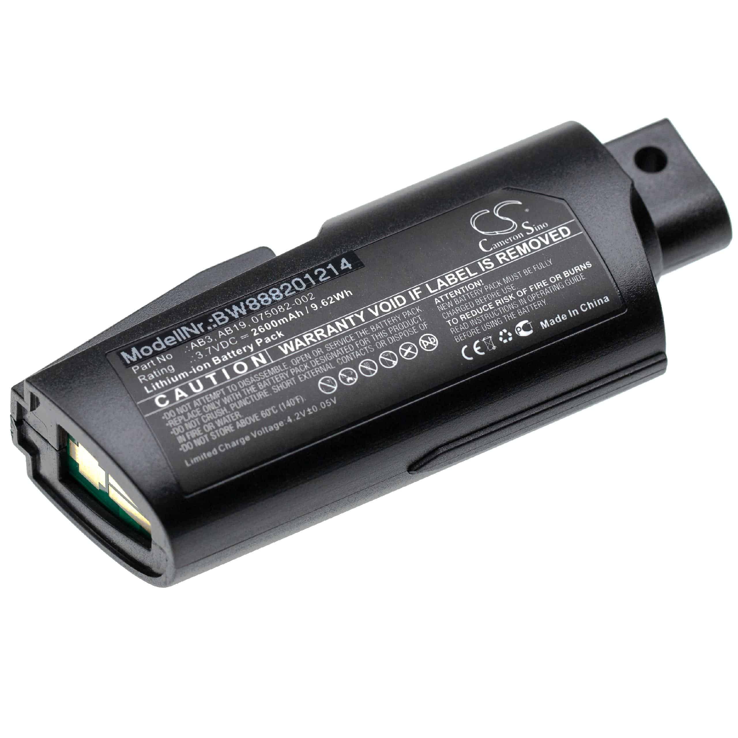 Batterie remplace Intermec AB19, 075082-002, AB3 pour scanner de code-barre - 2600mAh 3,7V Li-ion
