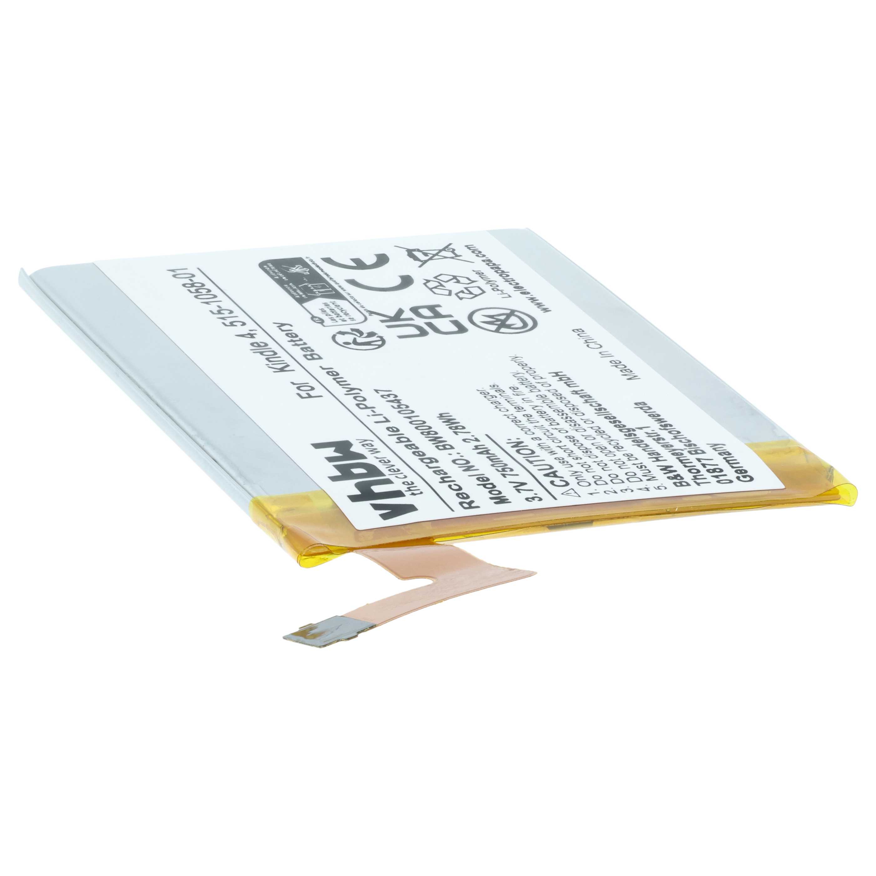 E-Book Battery replaces Amazon 515-1058-01, M11090355152, MC-265360, S2011-001-S - 750 mAh 3.7 V Li-polymer