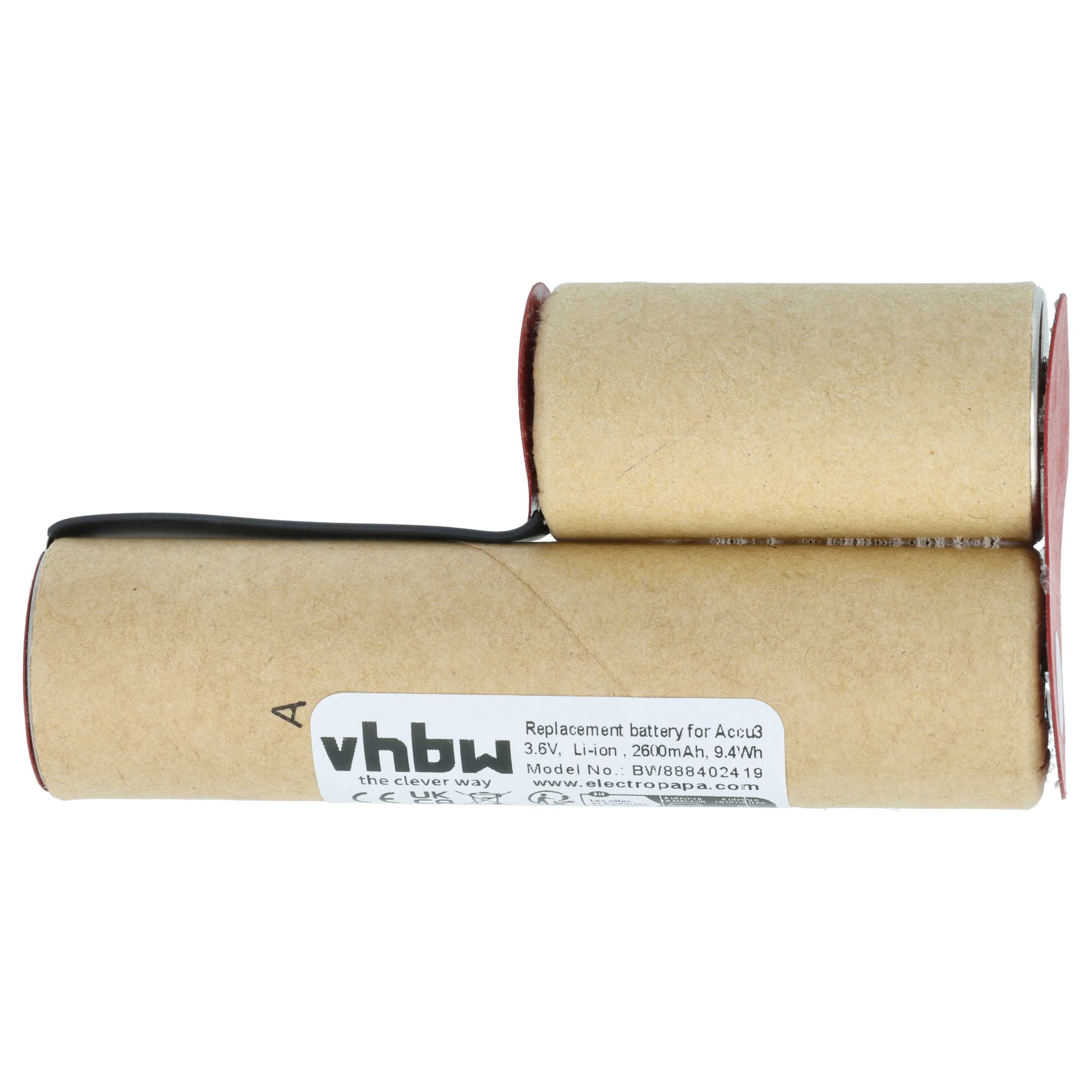 Battery replaces Gardena Accu3 - 2600 mAh 3.6 V NiMH