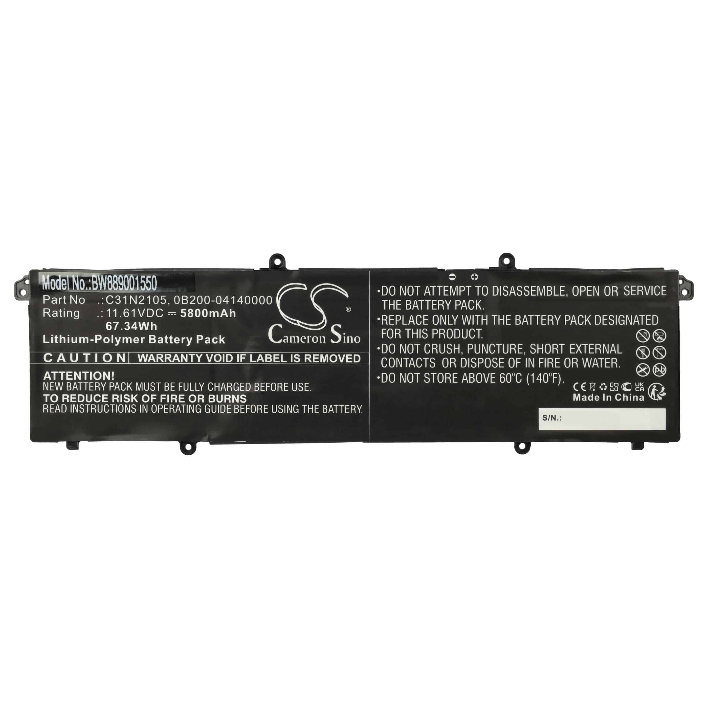 Akumulator do laptopa zamiennik Asus C31N2105, 0B200-04140000 - 5800 mAh 11,61 V LiPo