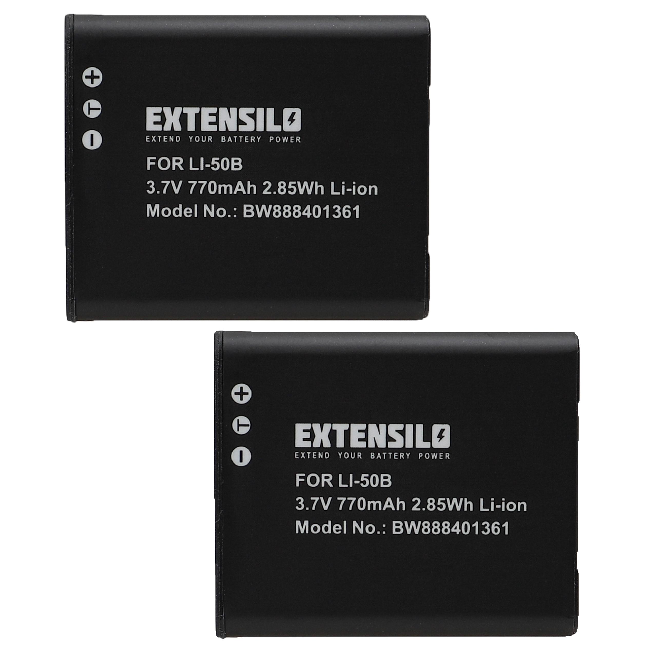 2x Battery replaces Casio NP-150, NP-10 - 770mAh, 3.7V, Li-Ion