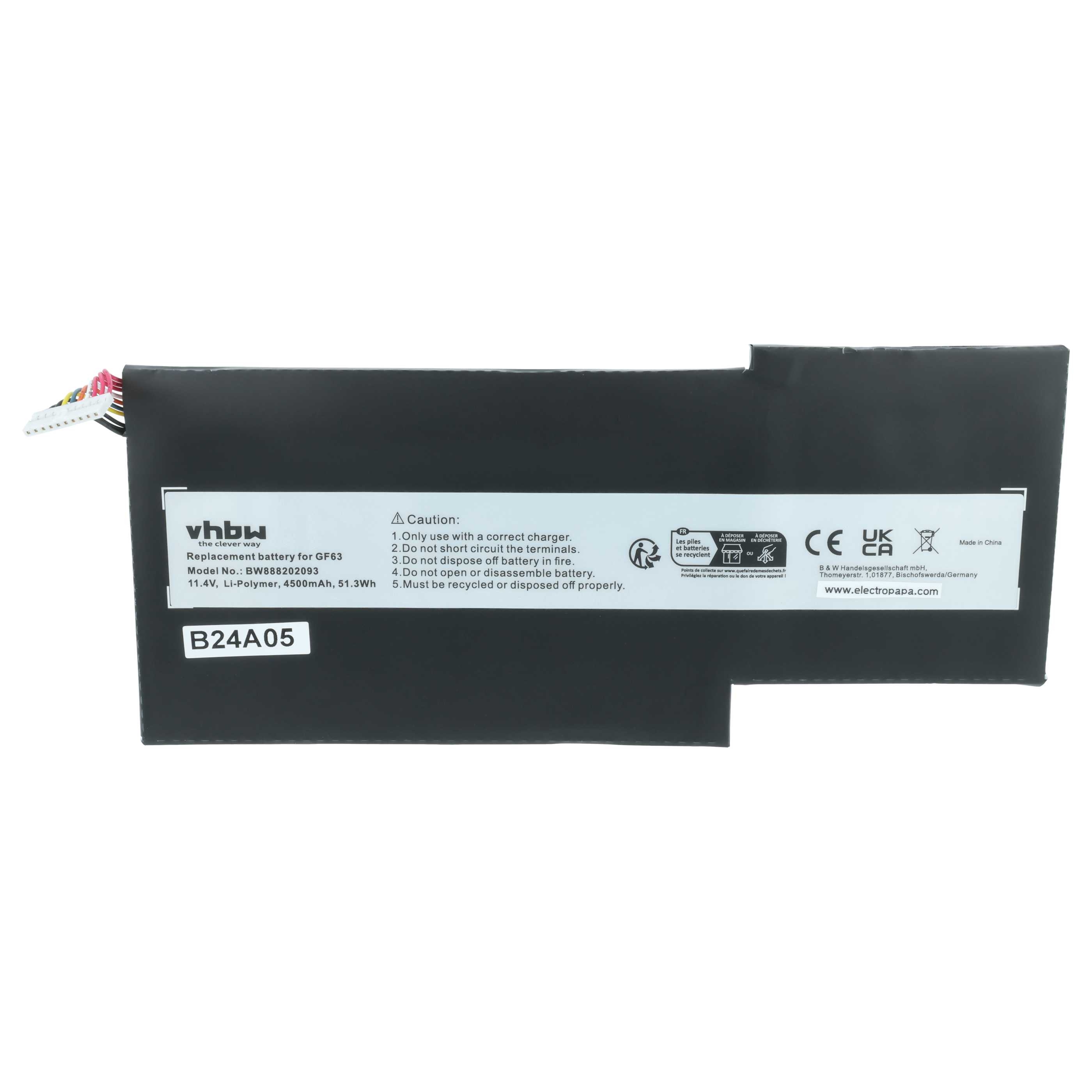 Akumulator do laptopa zamiennik MSI BTY-M6K - 4500 mAh 11,4 V LiPo, czarny