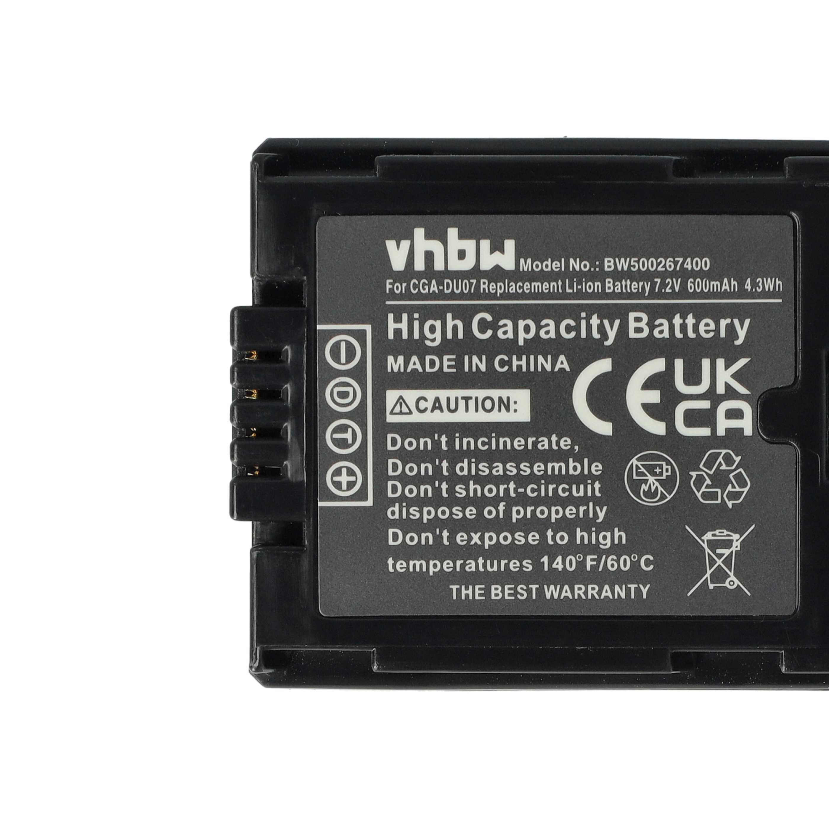 Videocamera 3x Battery replaces Hitachi DZ-BP07s, DZ-BP14s, DZ-BP21s - 600 mAh 7.2 V Li-Ion