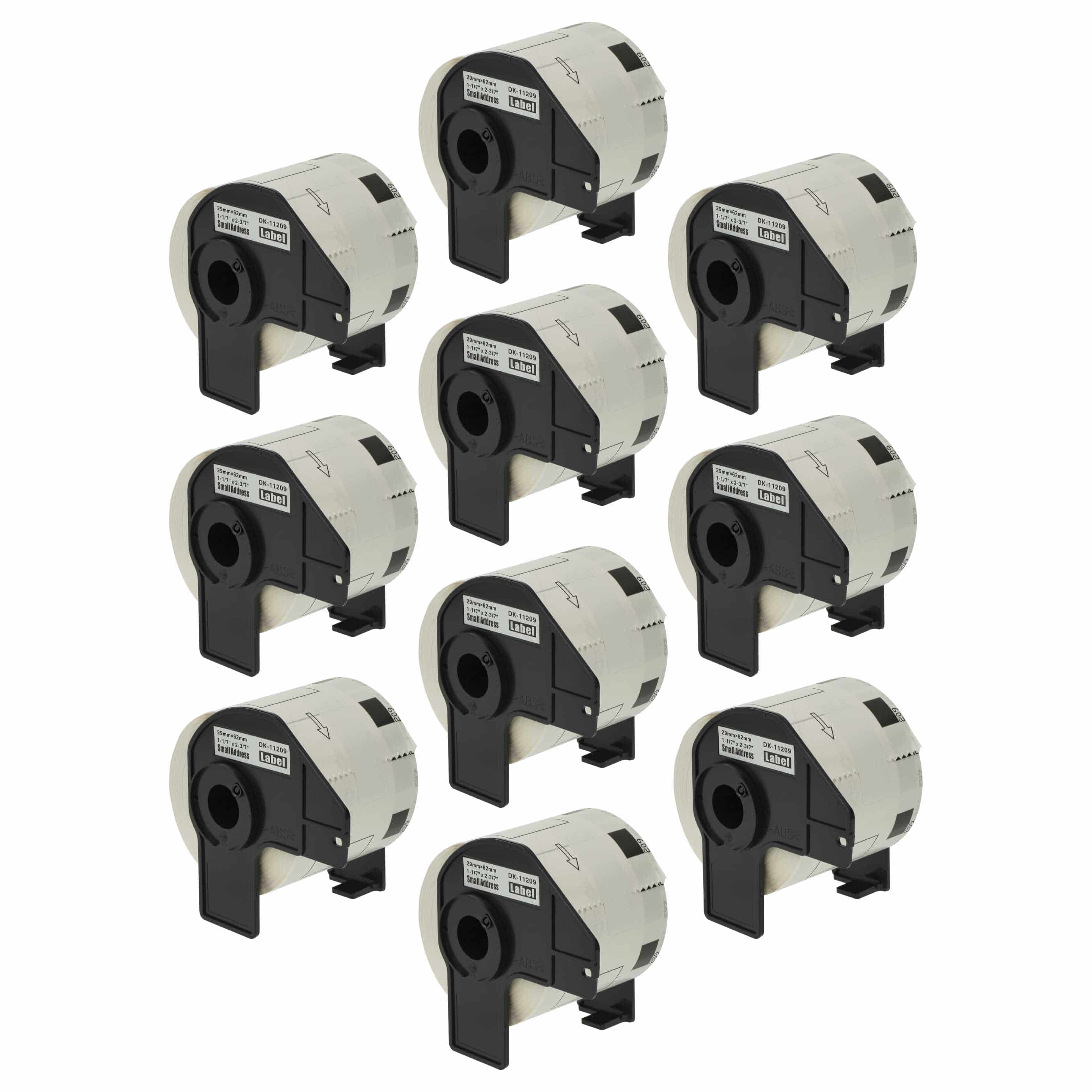 10x Label Roll replaces Brother DK-11209 Labeller - Premium 62 mm x 29 mm + Holder