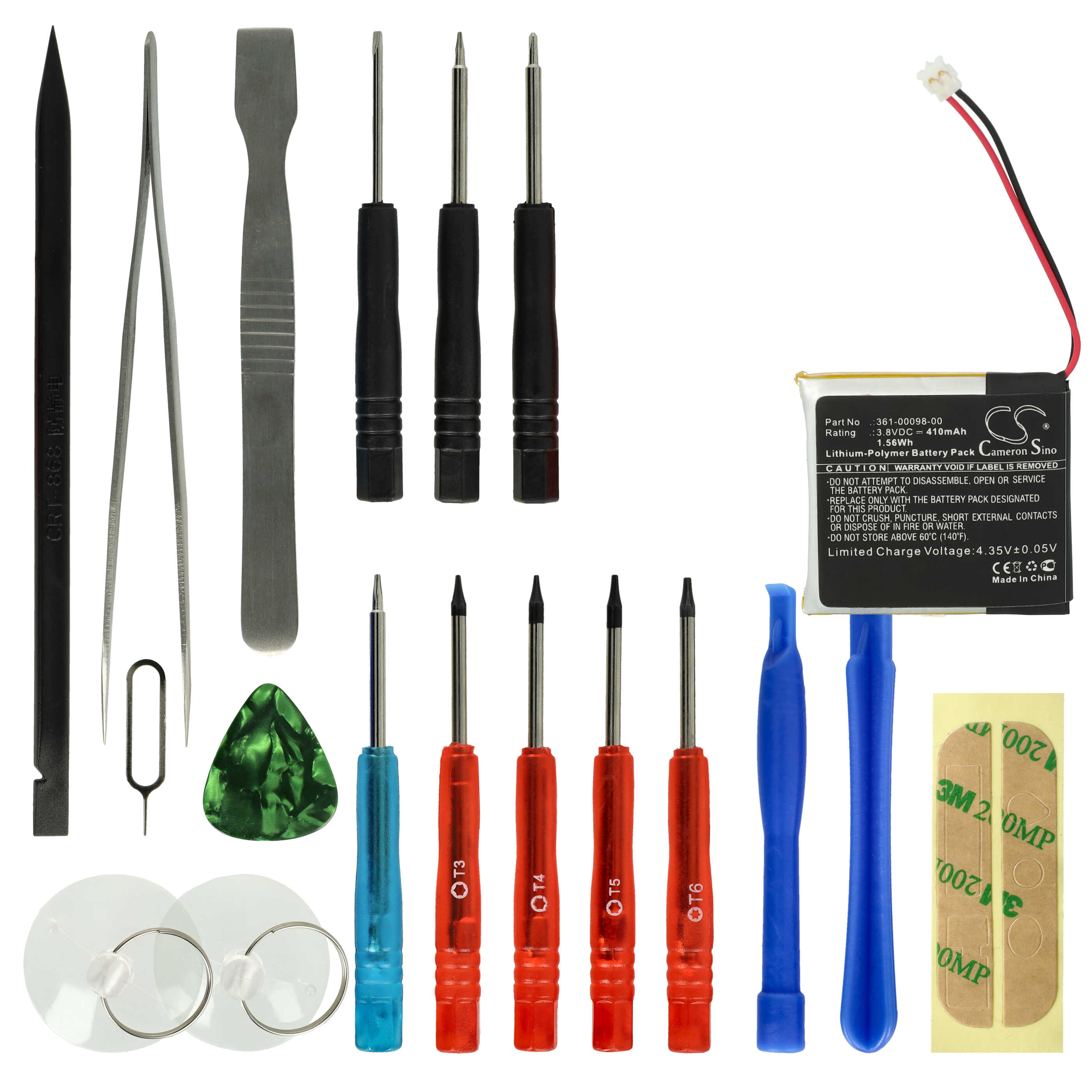 Smartwatch Battery replaces Garmin 361-00098-00 - 410 mAh 3.8 V Li-polymer + Tools