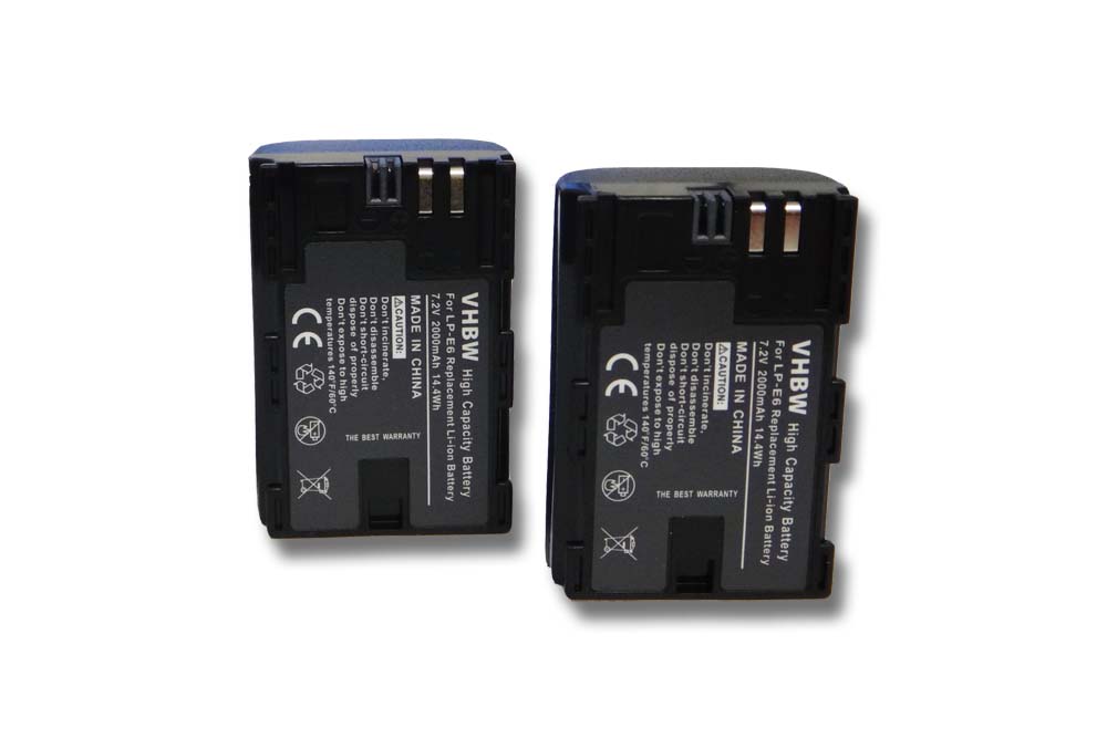 Battery (2 Units) Replacement for Canon LP-E6 - 2000mAh, 7.2V, Li-Ion with Info Chip