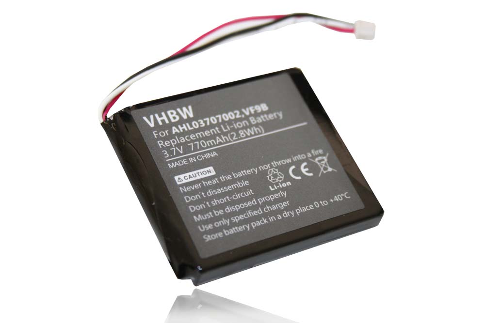 GPS Battery Replacement for TomTom VF9B, AHL03706001, AHL03707002, VF9 - 770mAh, 3.7V