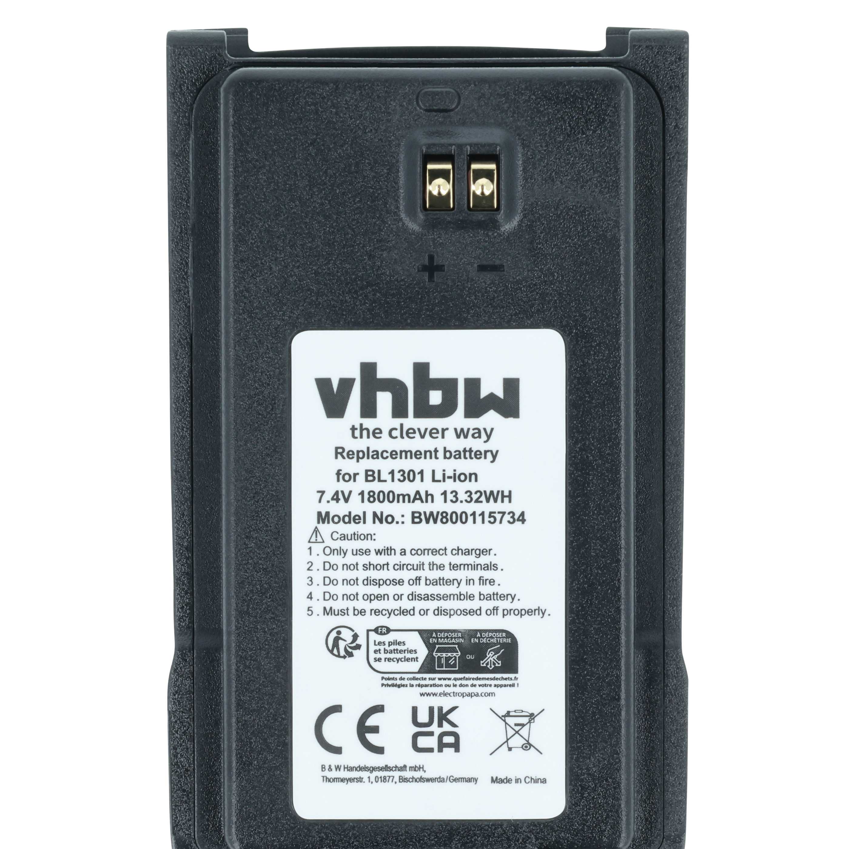 Radio Battery replaces Hyt / Hytera BL2407, BL1301, BL1719 - 1800 mAh 7.4 V Li-Ion