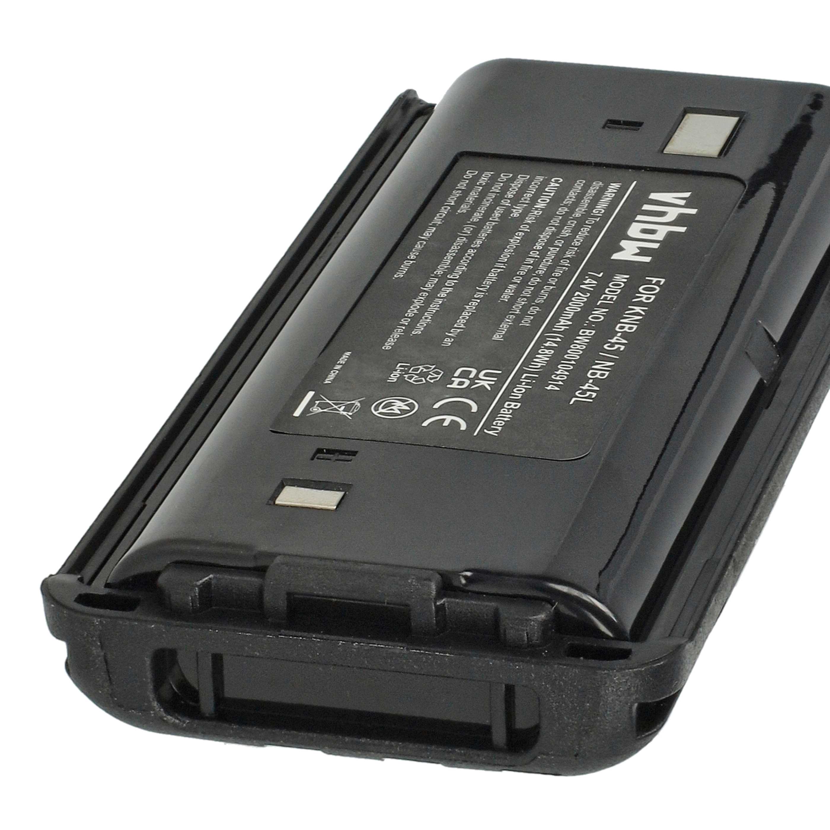 5x Batteria sostituisce Kenwood KNB-45, KNB-45L, KNB-45Li per dispositivo radio - 2000mAh 7,4V Li-Ion