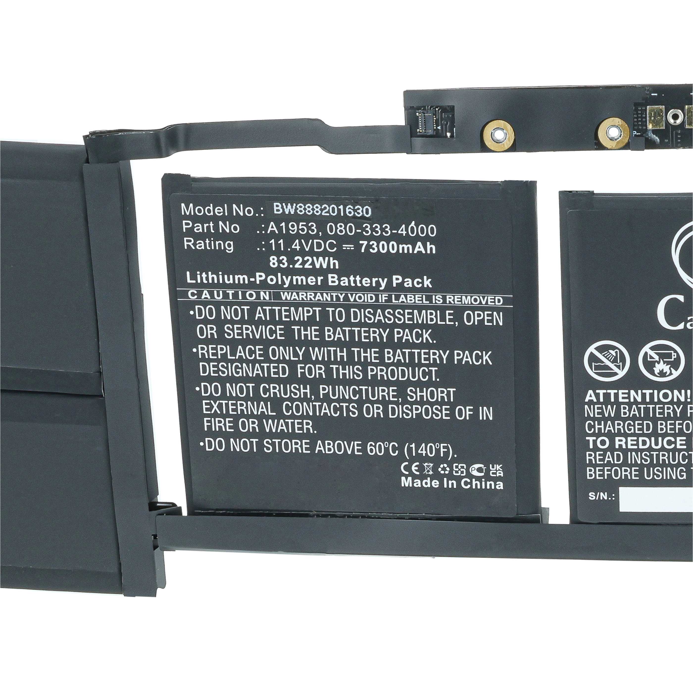 Batterie remplace Apple 020-02391 pour ordinateur portable Apple- 7300mAh 11,4V Li-polymère, noir
