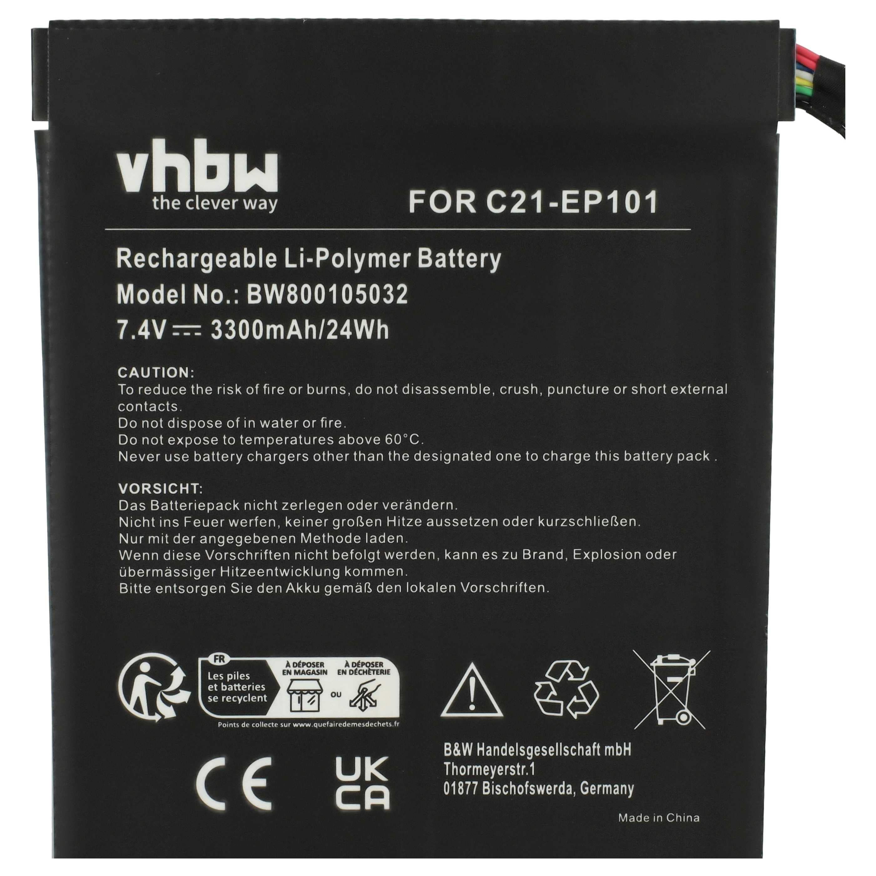 Akumulator do laptopa zamiennik Asus C21-EP101, C21EP101 - 3300 mAh 7,4 V LiPo, czarny