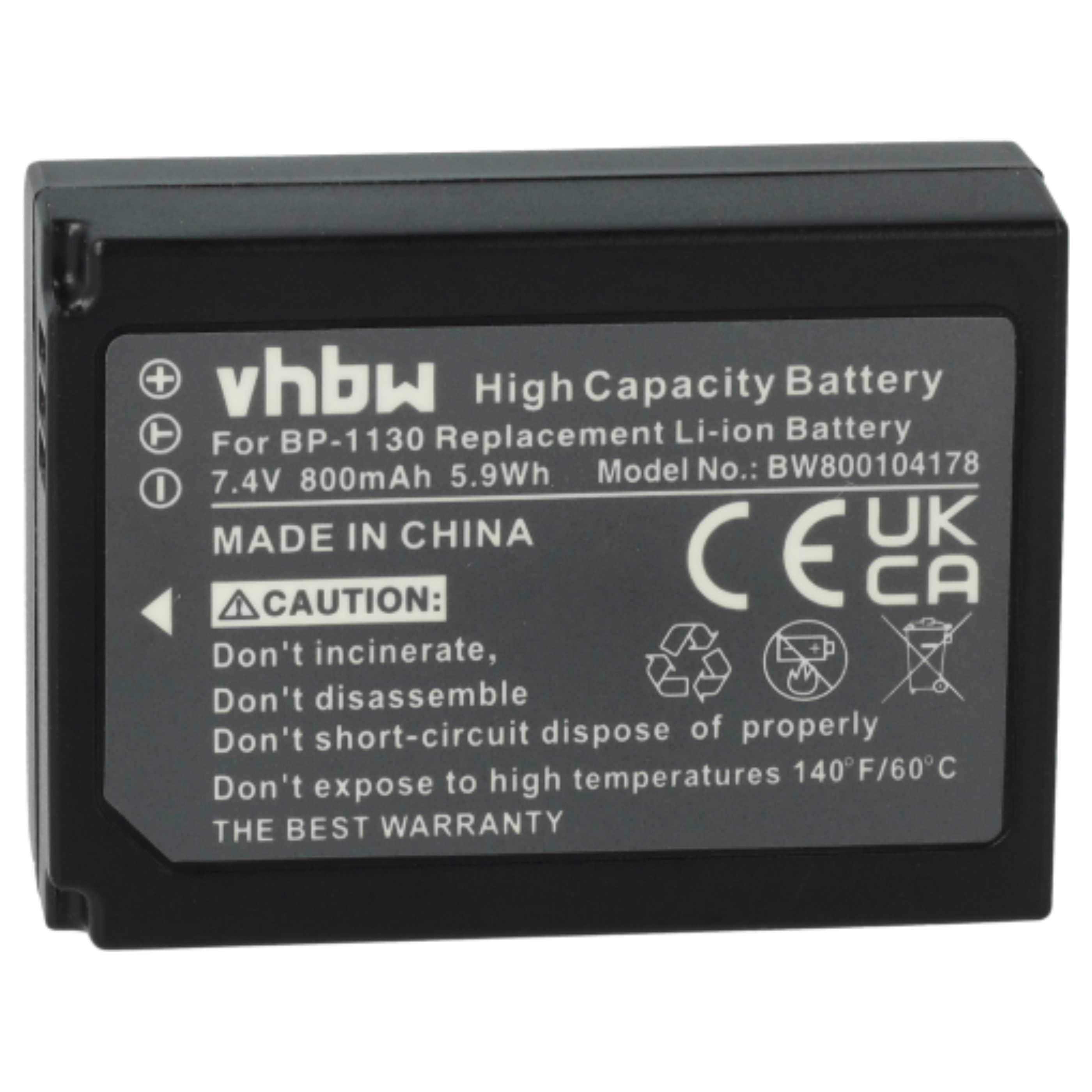 2x Battery replaces Samsung BP-1130, BP1130, ED-BP1130 - 800mAh, 7.4V, Li-Ion